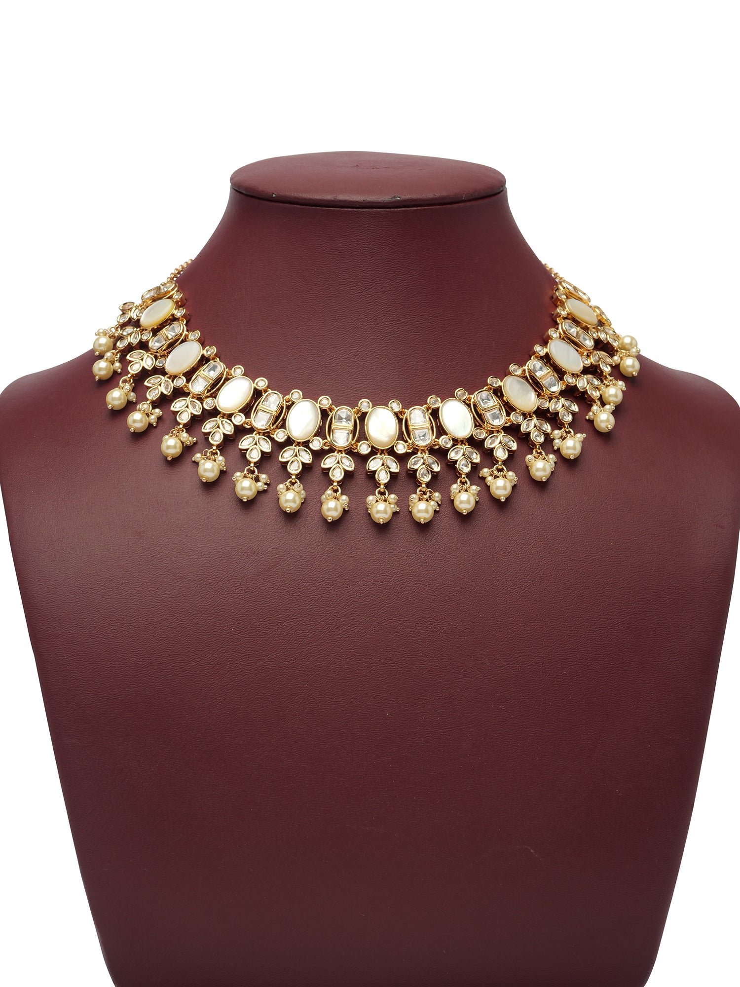 Nehar Kundan Necklace Set in Pearl and White