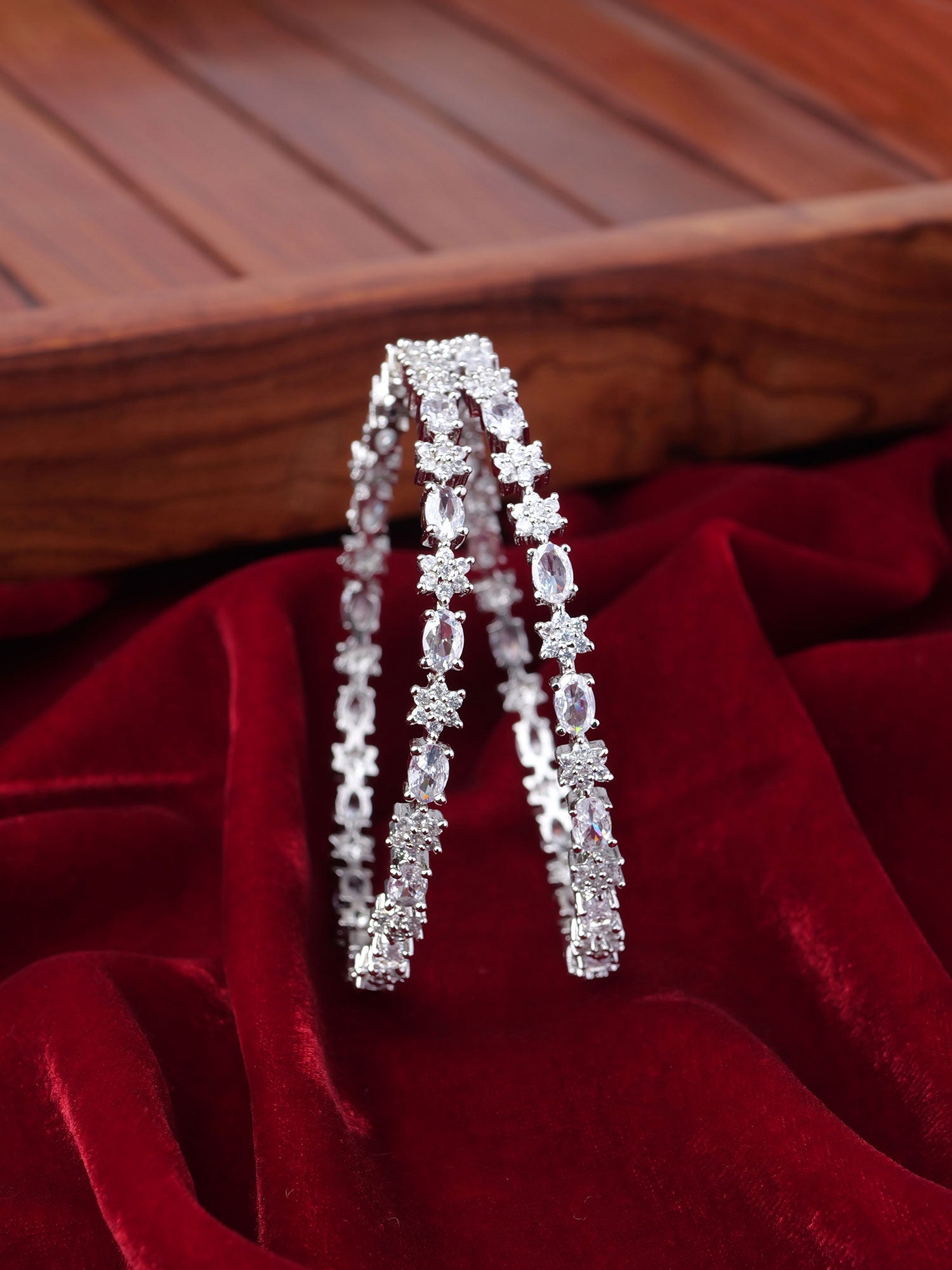 Nerina Cubic Zirconia Bangles in Rhodium