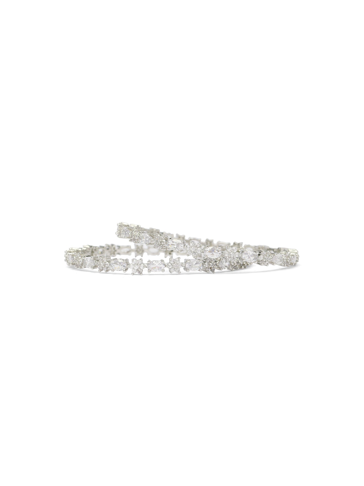 Nerina Cubic Zirconia Bangles in Rhodium
