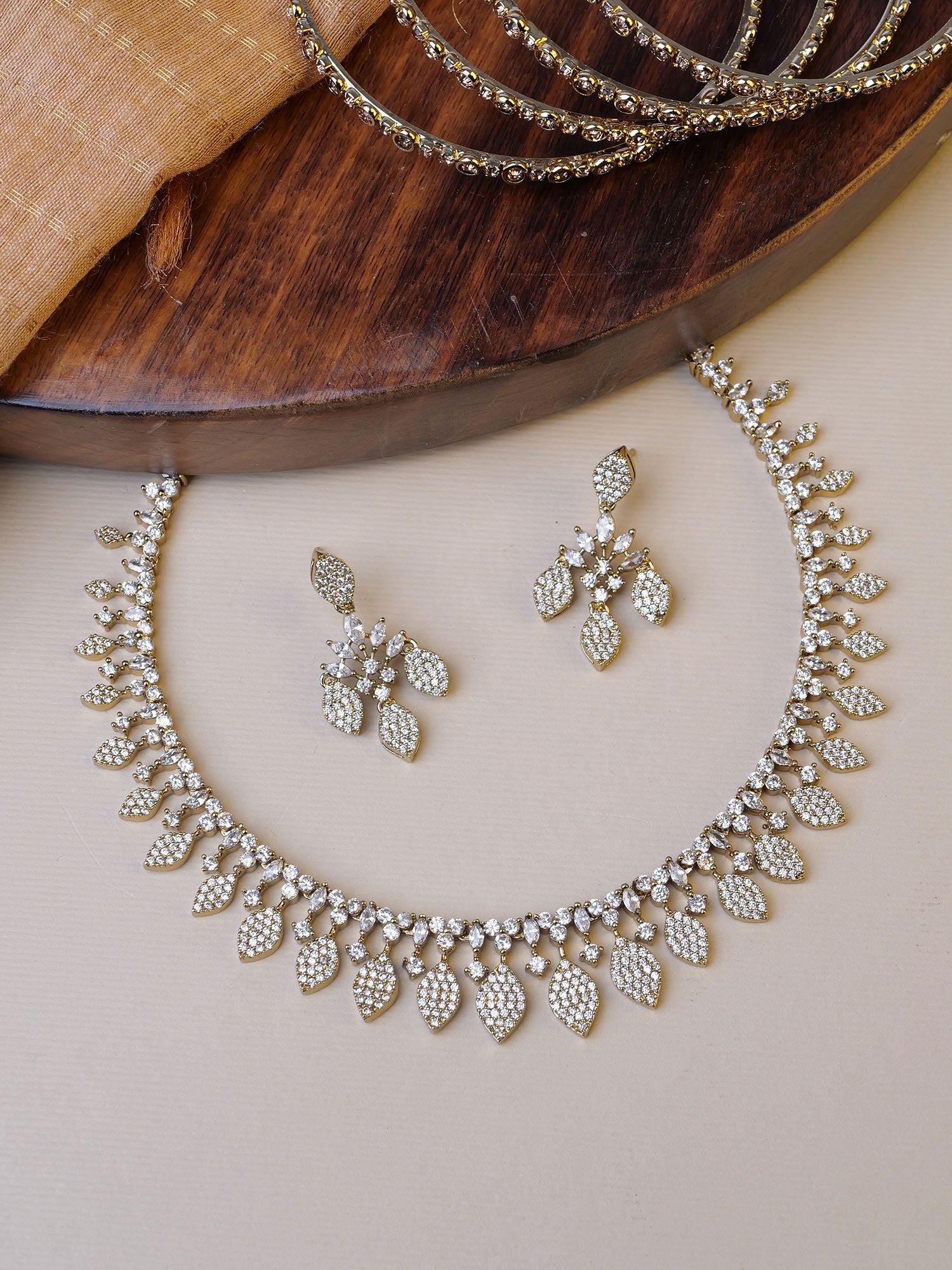 Nerissa Cubic Zirconia Necklace Set in White