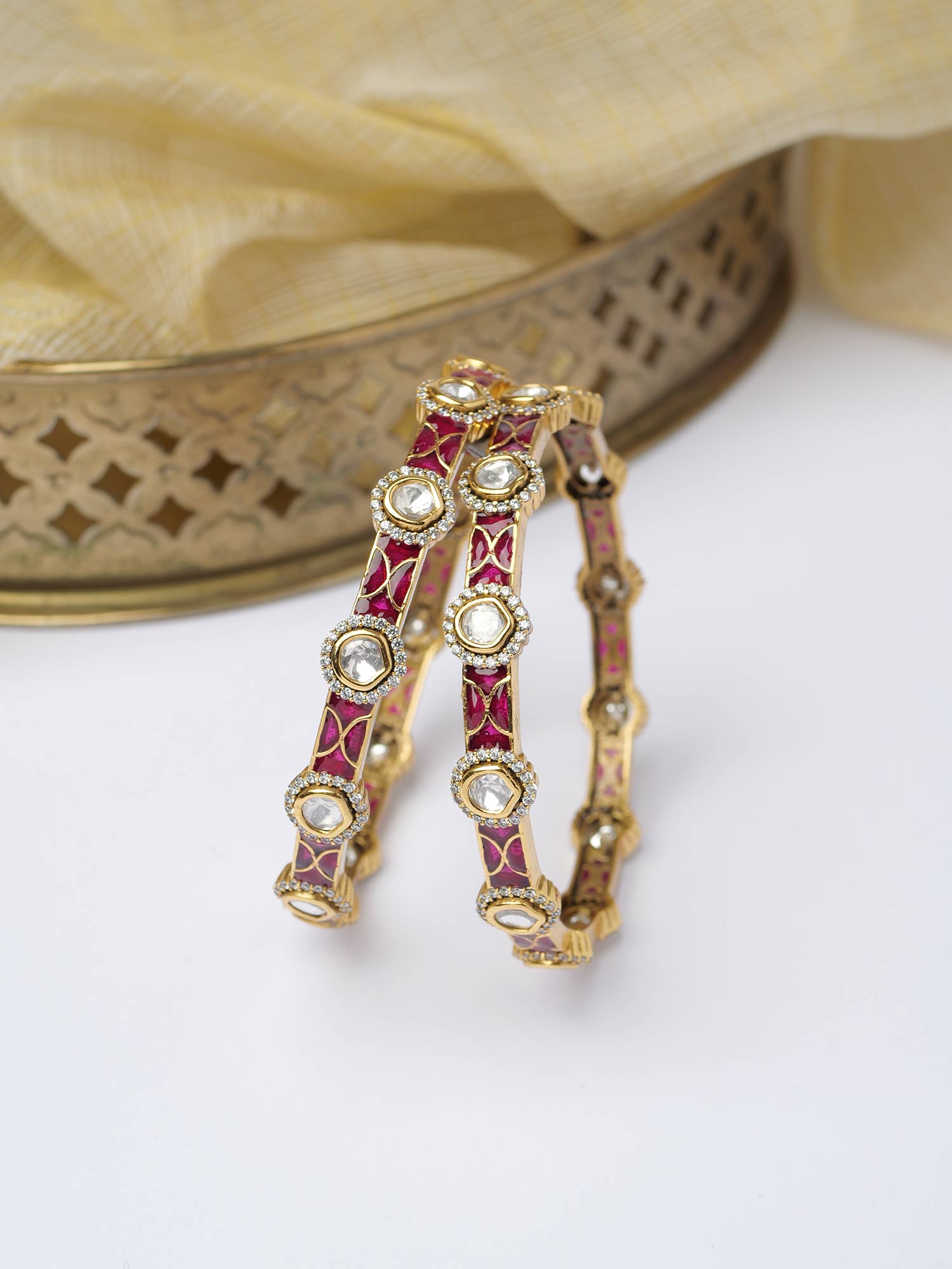 Neysa Kundan Bangles in Ruby