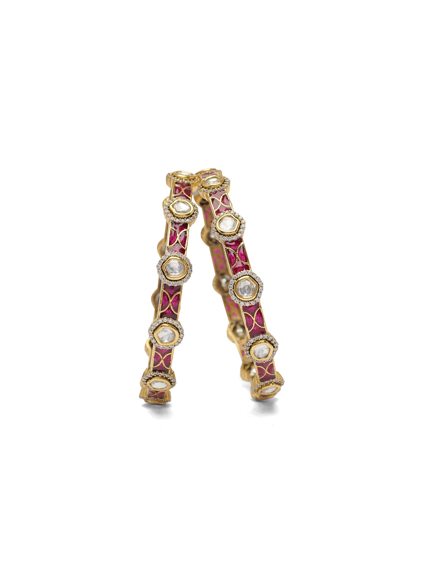 Neysa Kundan Bangles in Ruby