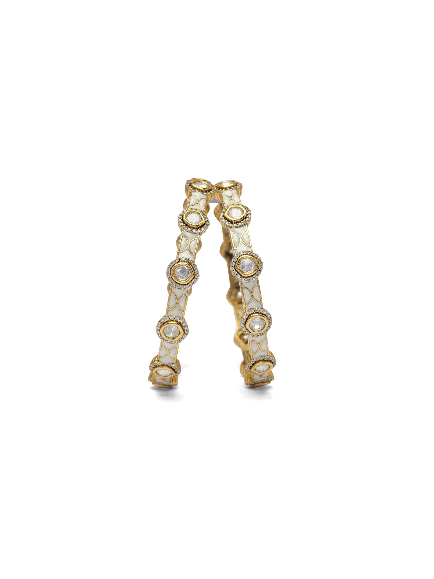 Neysa Kundan Bangles in White
