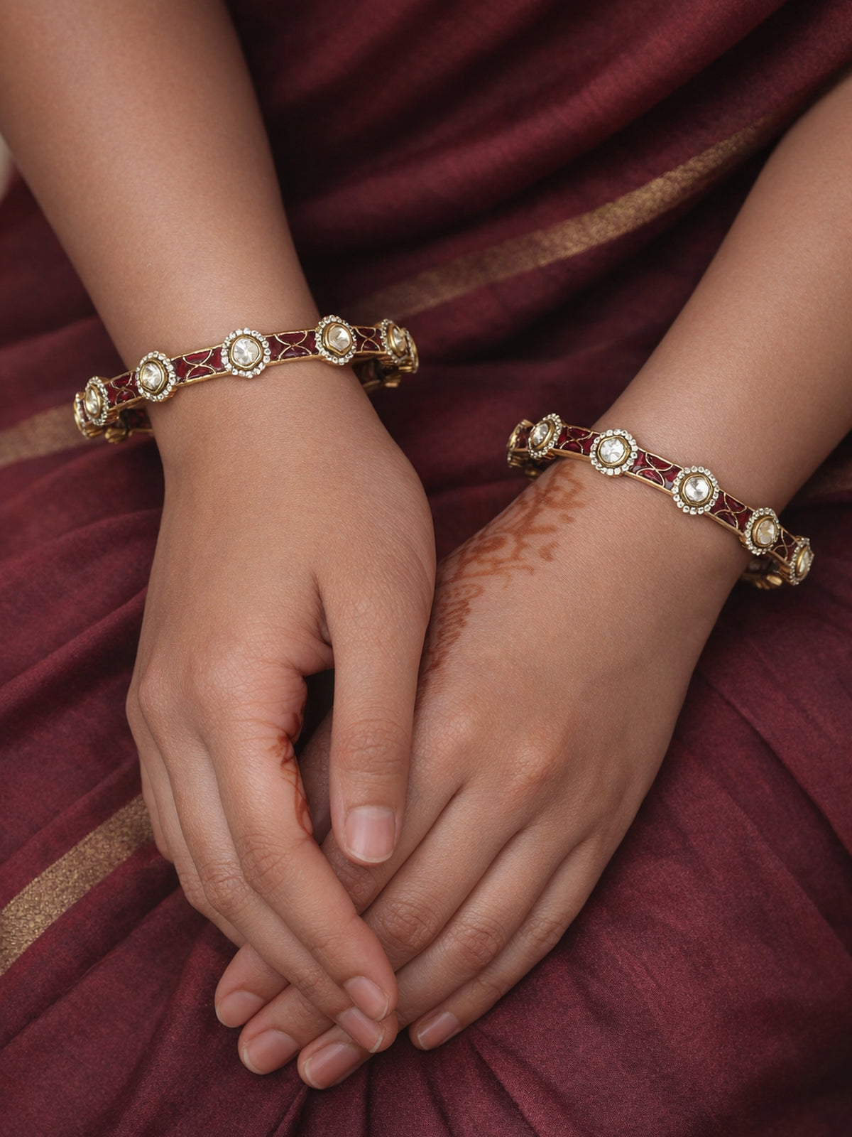 Neysa Kundan Bangles in Ruby 