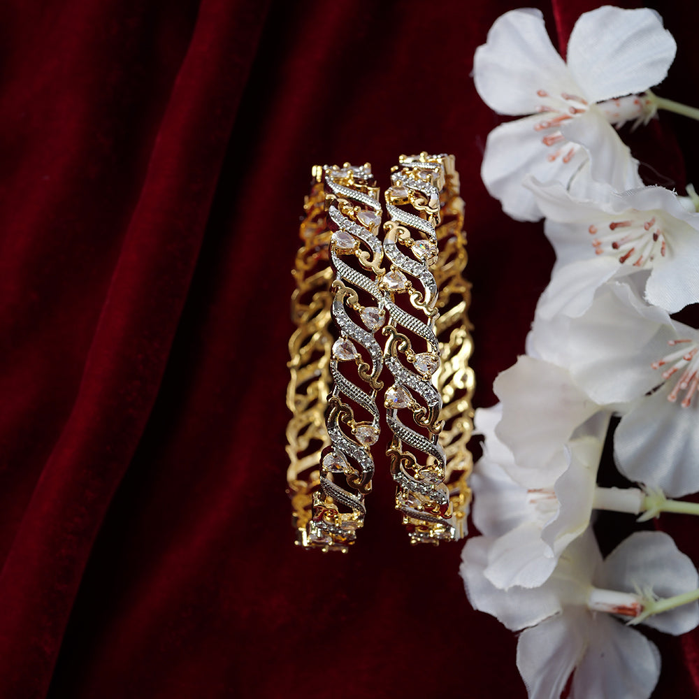 Nila Cubic Zirconia Bangles in Gold and Rhodium