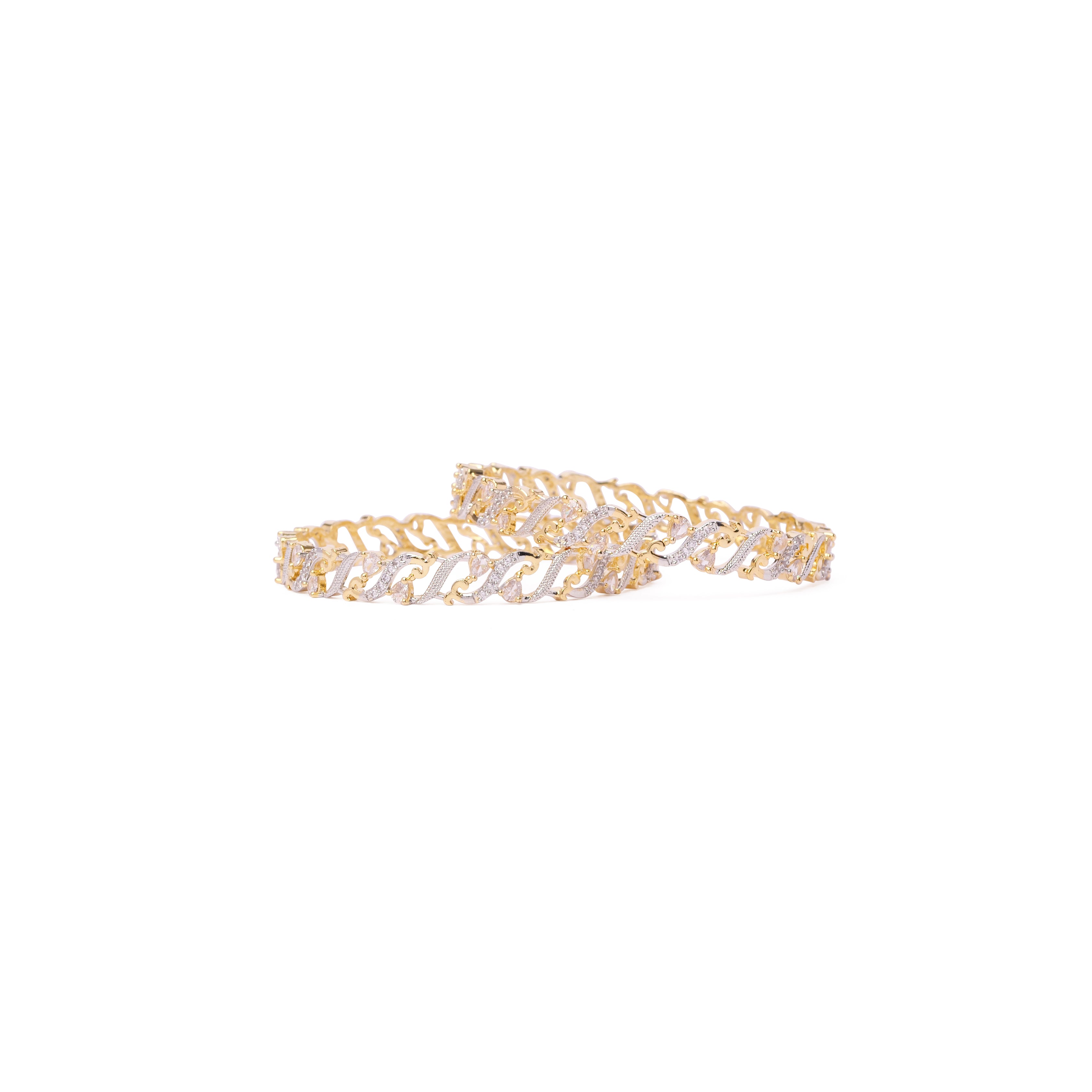 Nila Cubic Zirconia Bangles in Gold and Rhodium