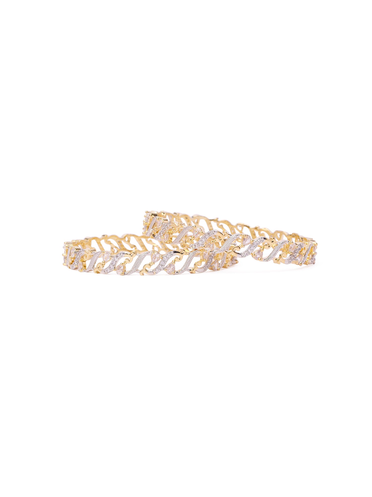Nila Cubic Zirconia Bangles in Gold and Rhodium