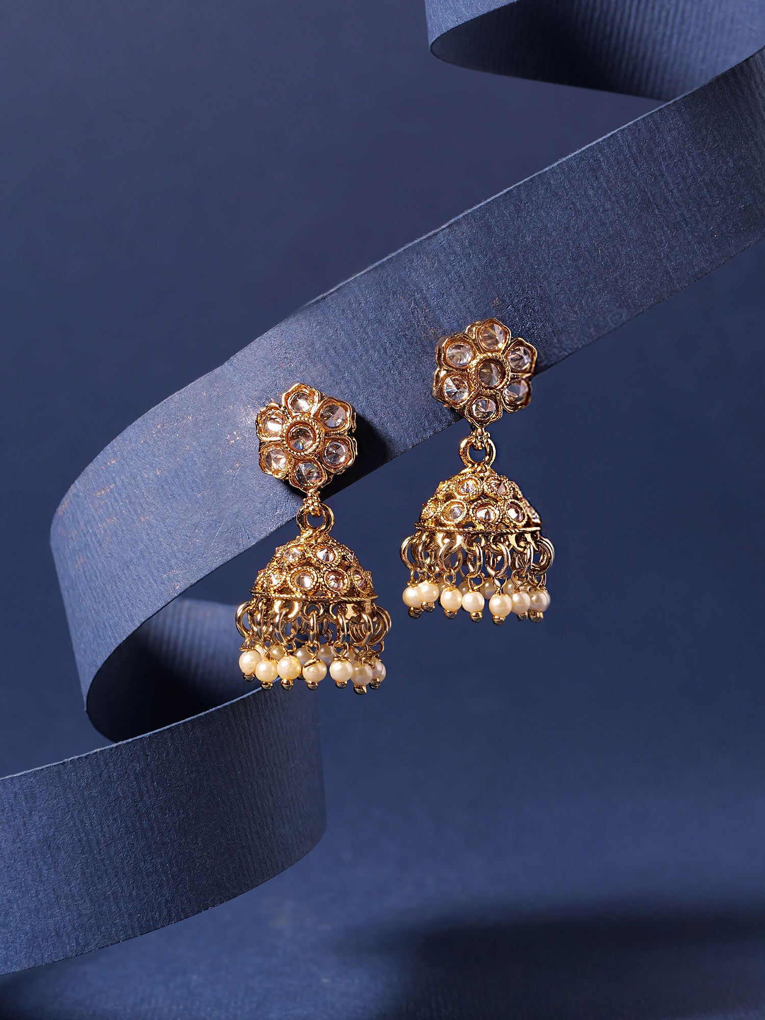 Nilima Small Jhumka Earrings in Champagne