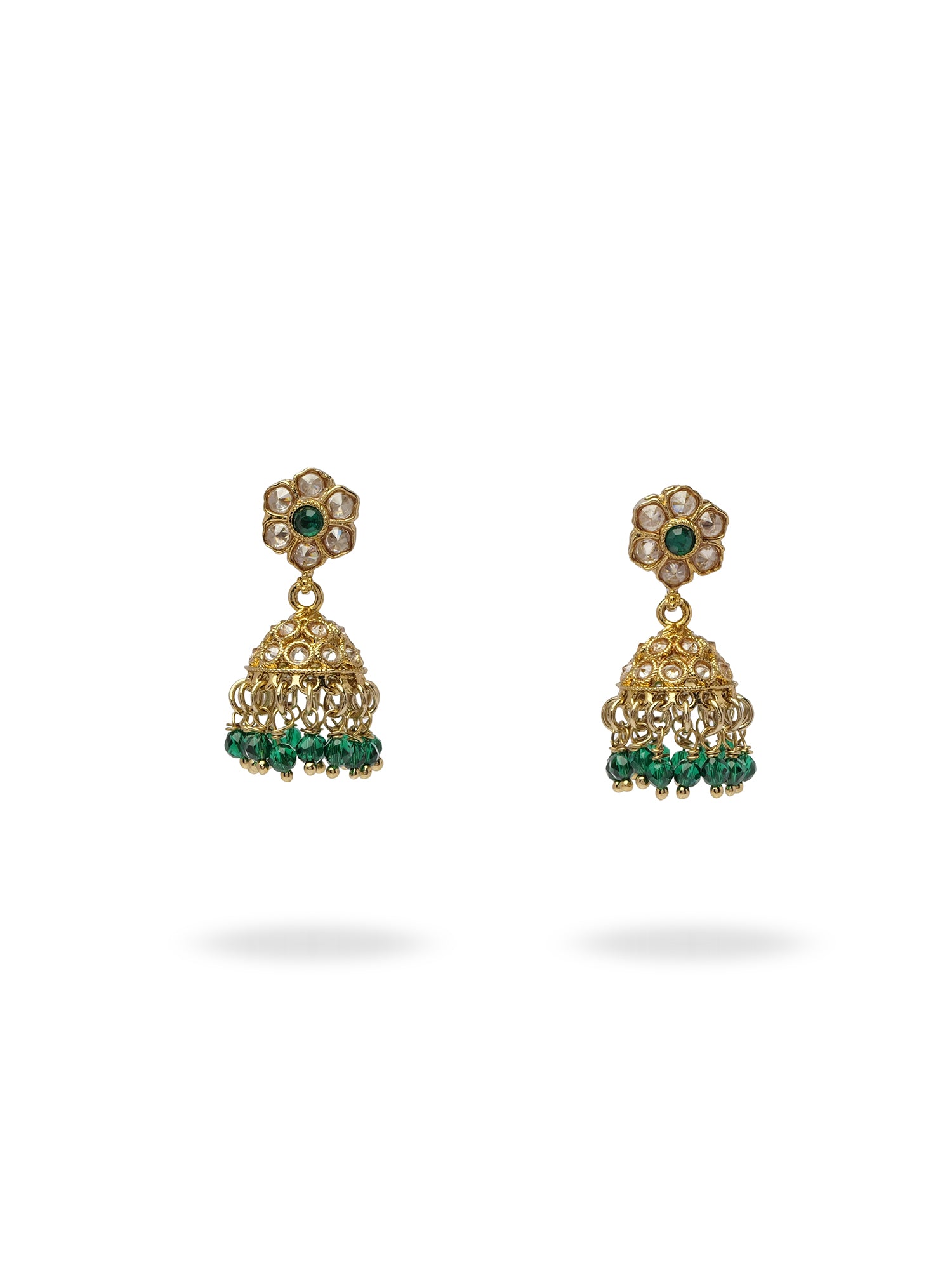 Nilima Small Jhumka Earrings in Green