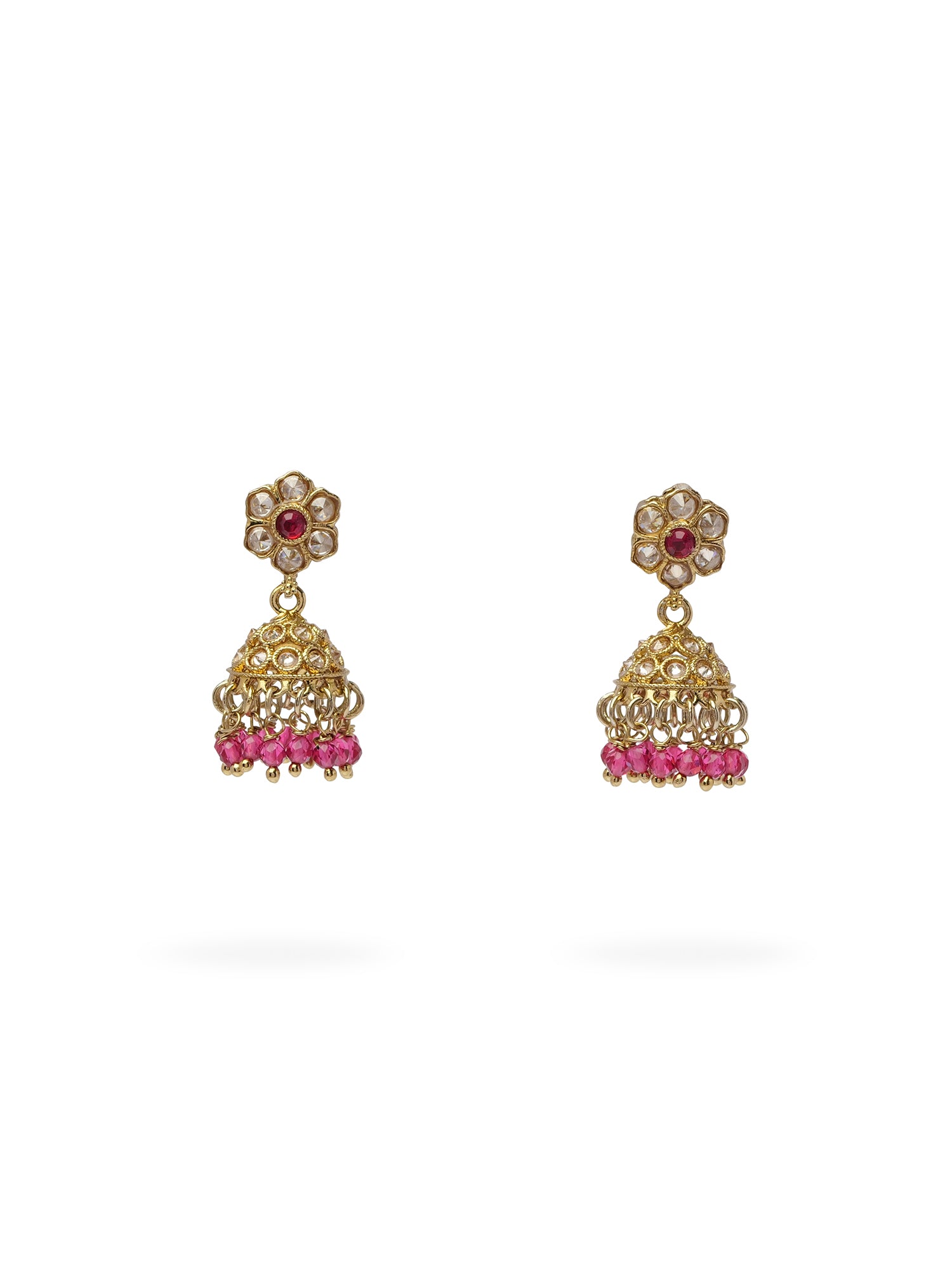 Nilima Small Jhumka Earrings in Hot Pink