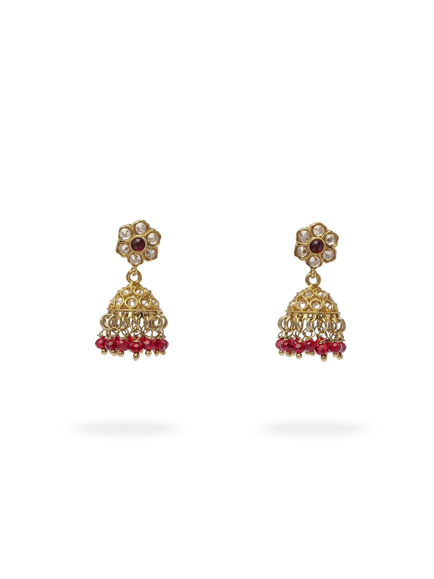 Nilima Small Jhumka Earrings in Maroon