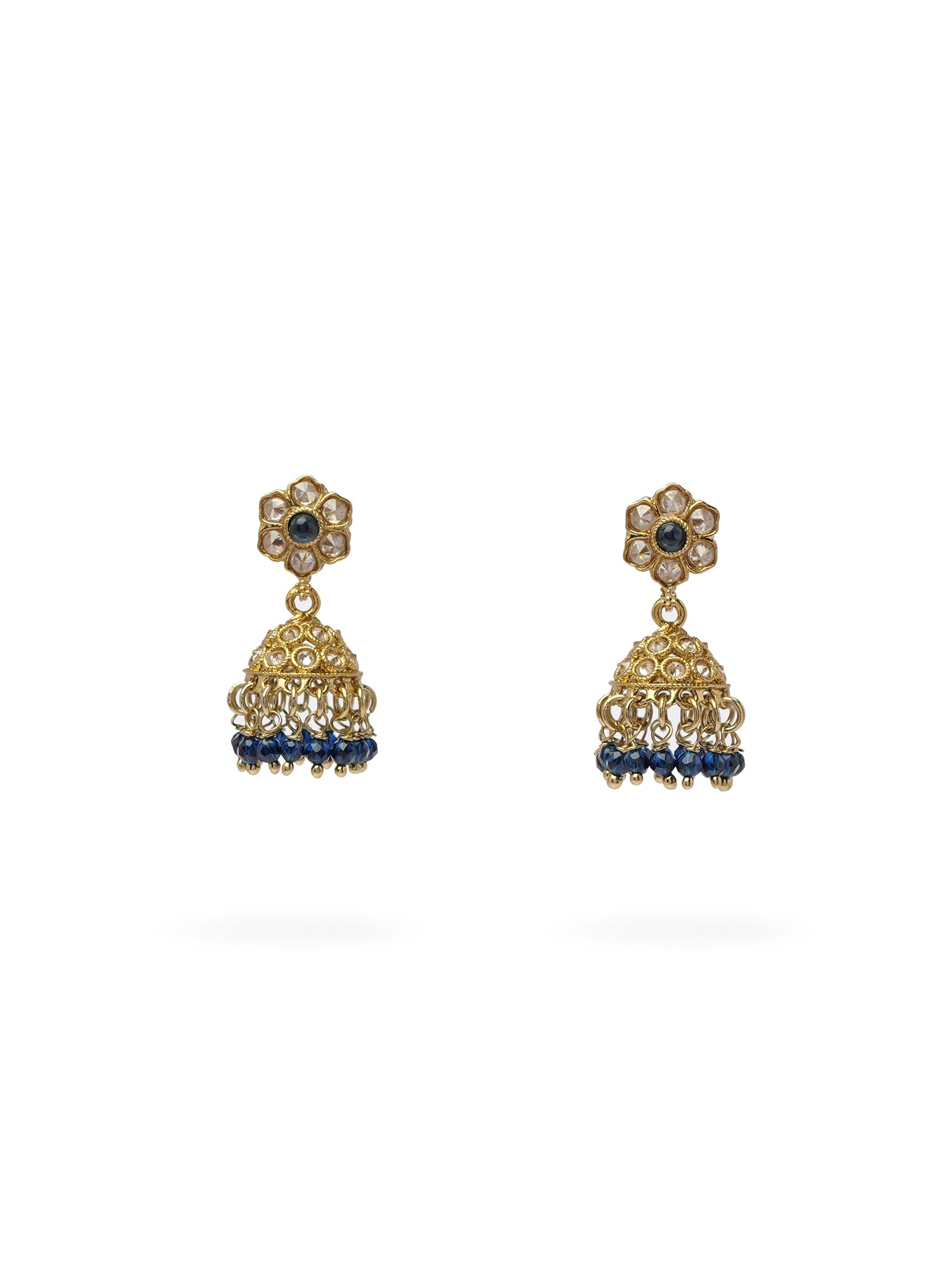 Nilima Small Jhumka Earrings in Navy Blue