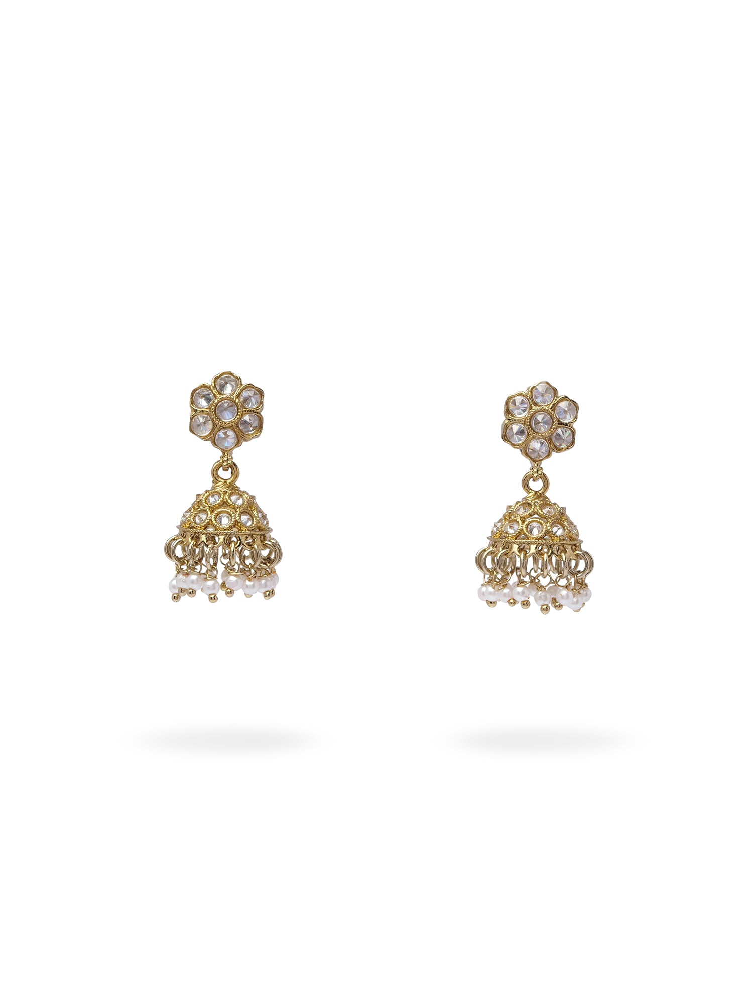 Nilima Small Jhumka Earrings in White