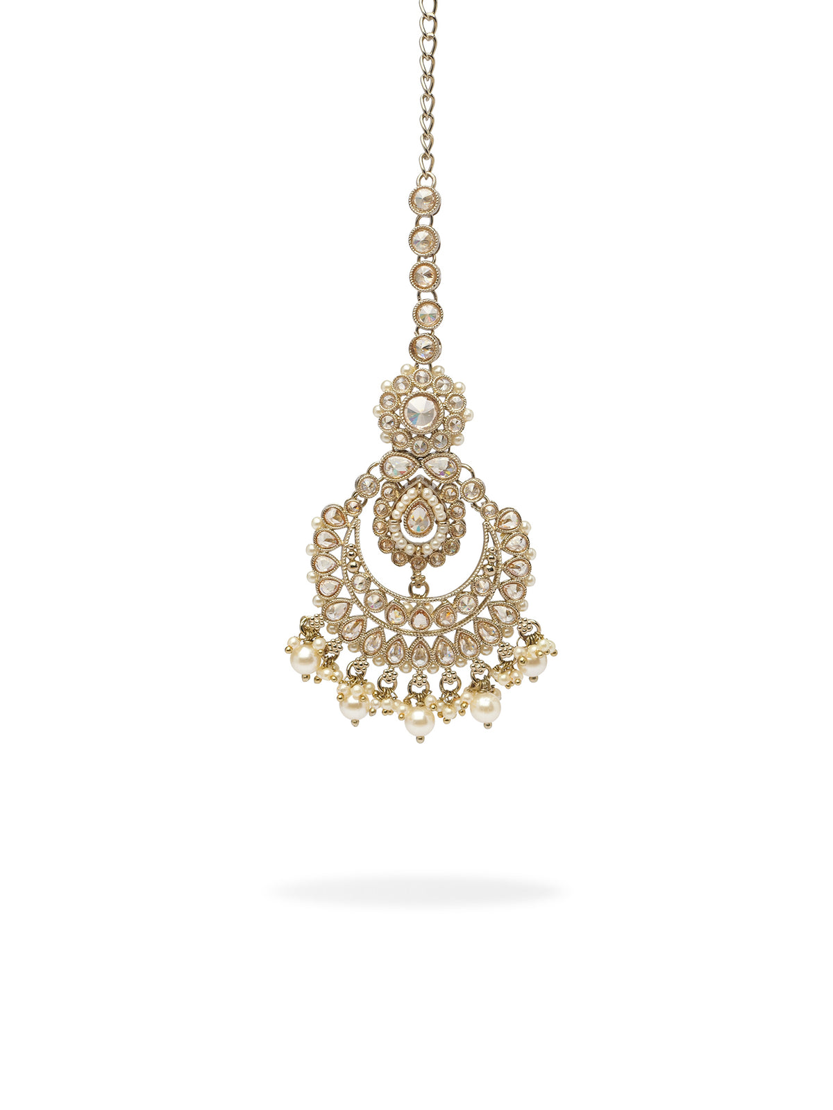 Nima Pearl Maang Tikka in Champagne