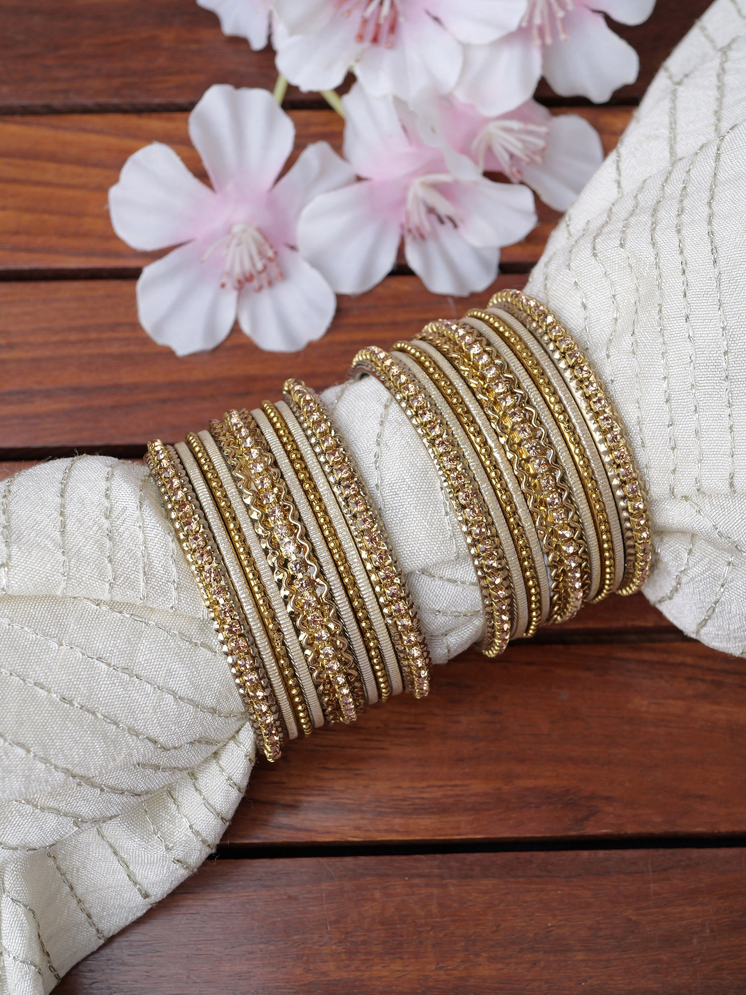 Nina Children's Bangle Set in Cream