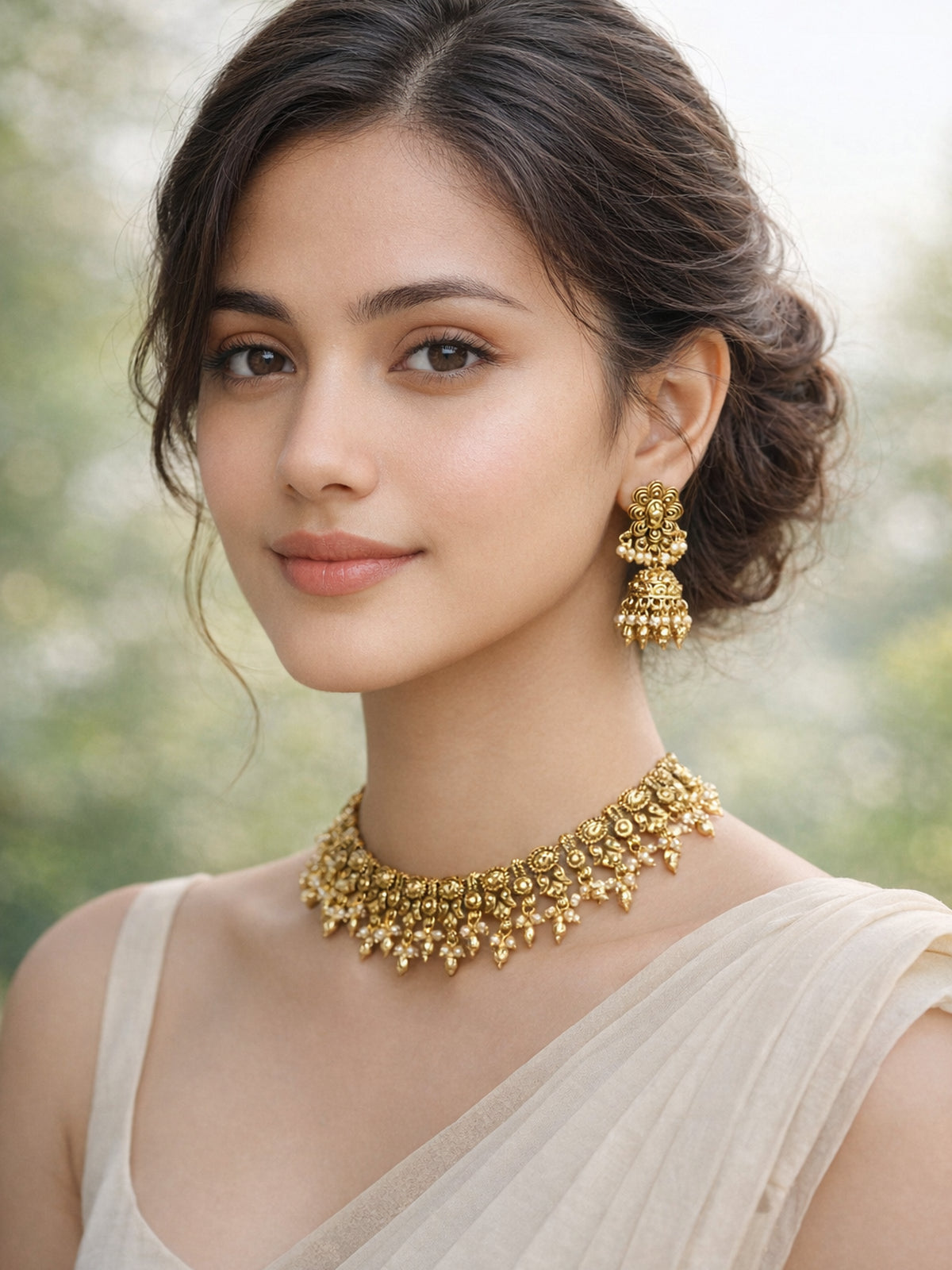 Nitya Classic Necklace Set in White 