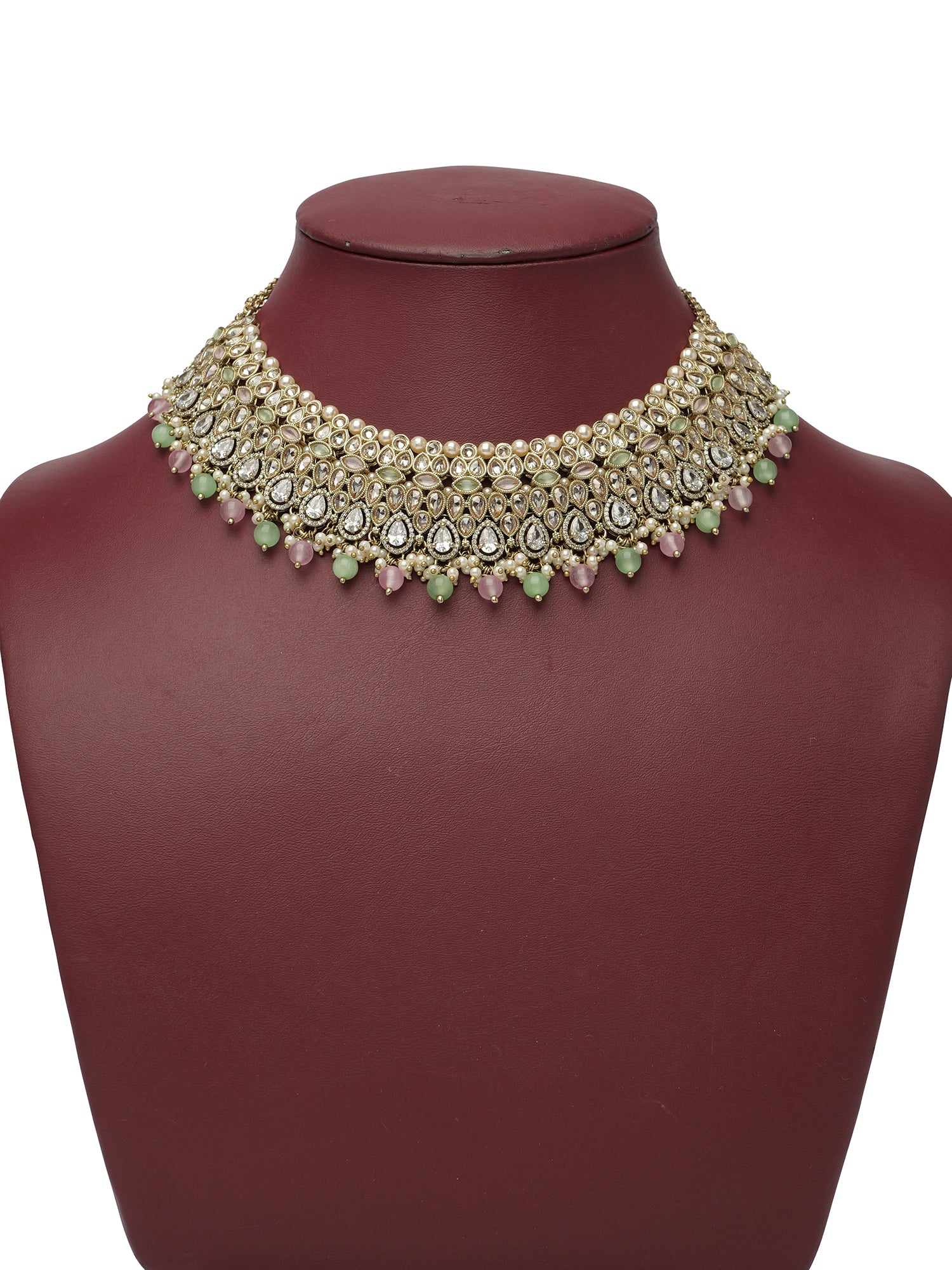 Nivedi Necklace Set in Light Pink and Mint