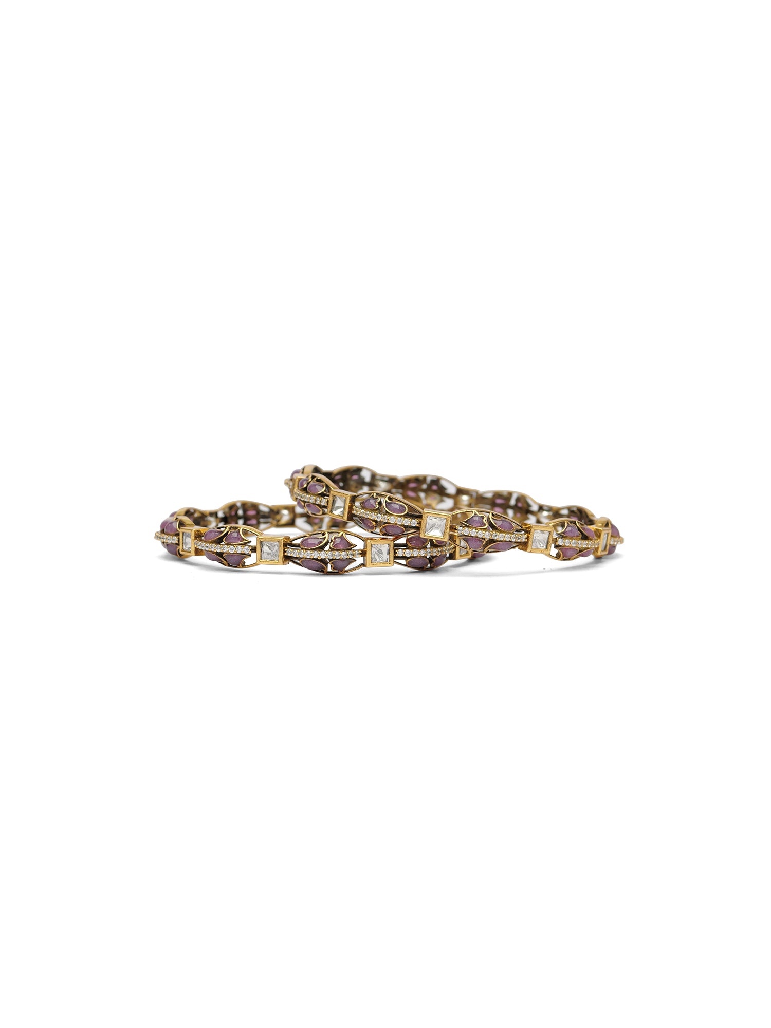Nivya Kundan Bangles in Purple