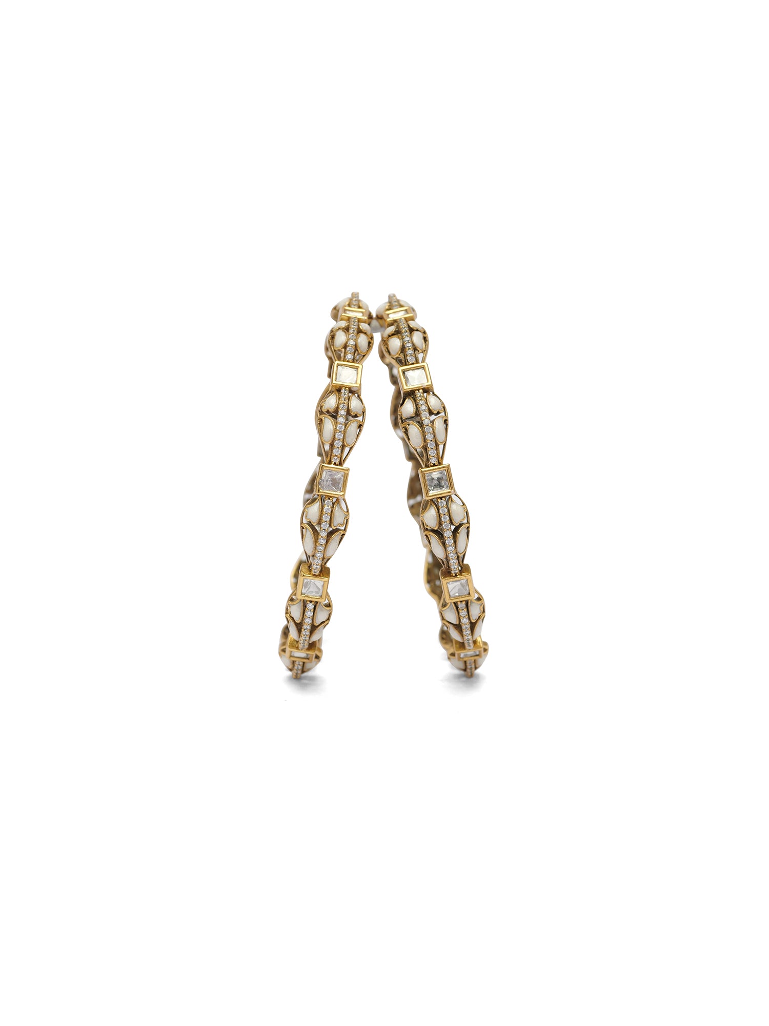Nivya Kundan Bangles in White