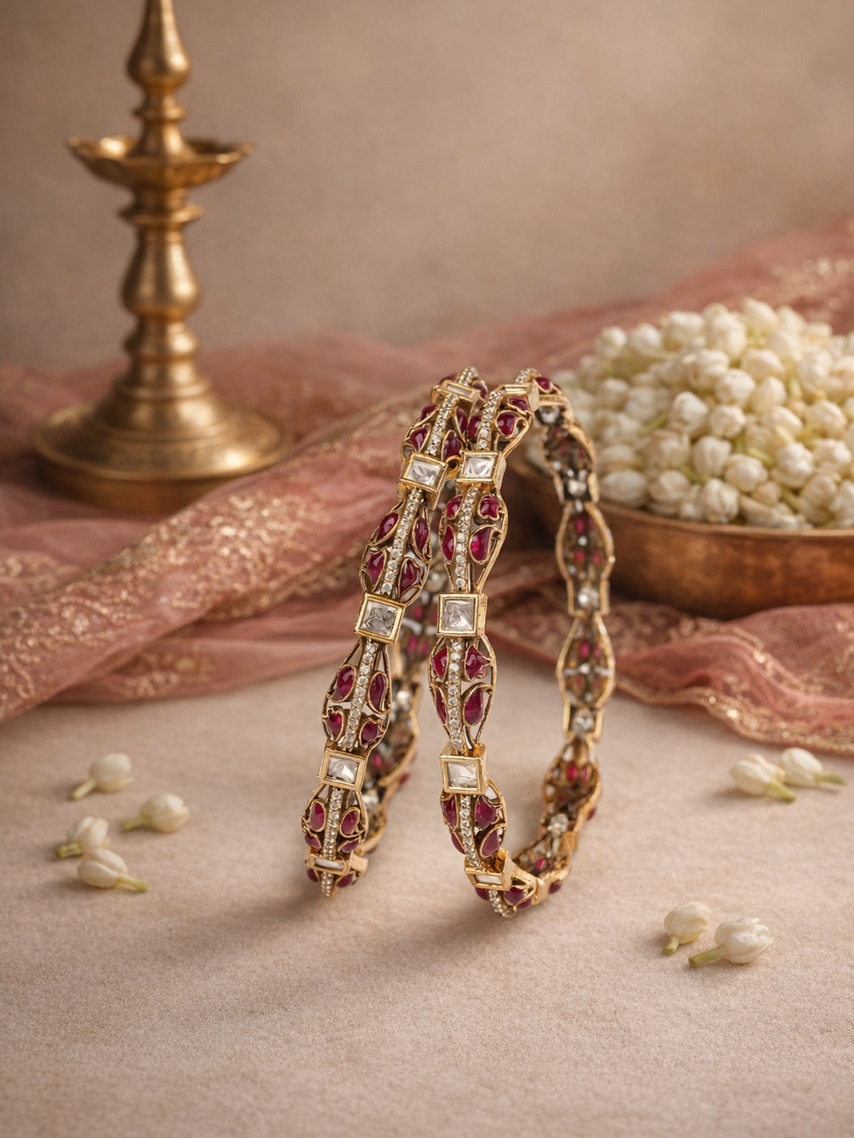Nivya Kundan Bangles in Purple 