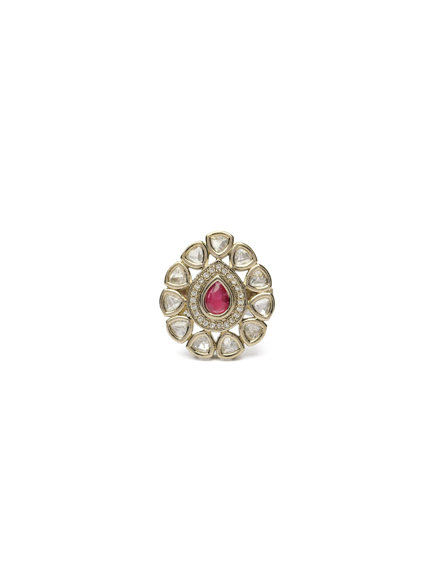 Niya Kundan Ring in Ruby and Antique Gold