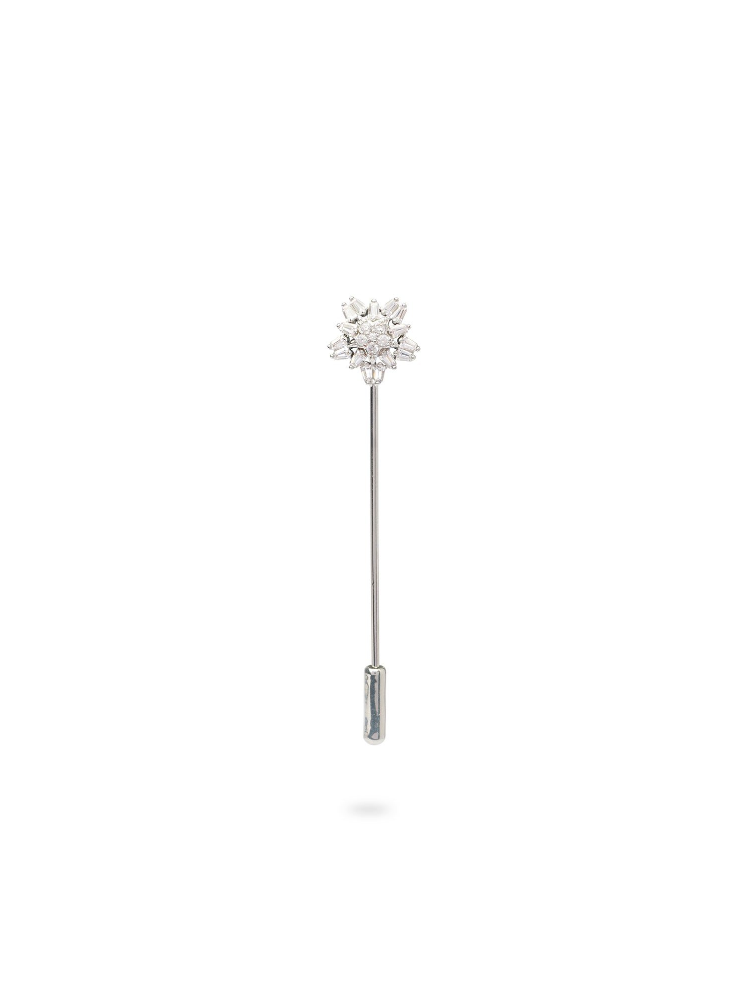 Noora Scarf Pin in White and Rhodium
