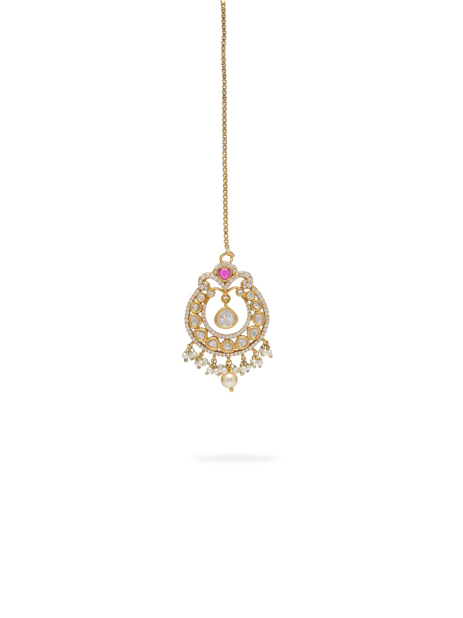 Noorani Kundan Choker Set in Ruby and Pearl
