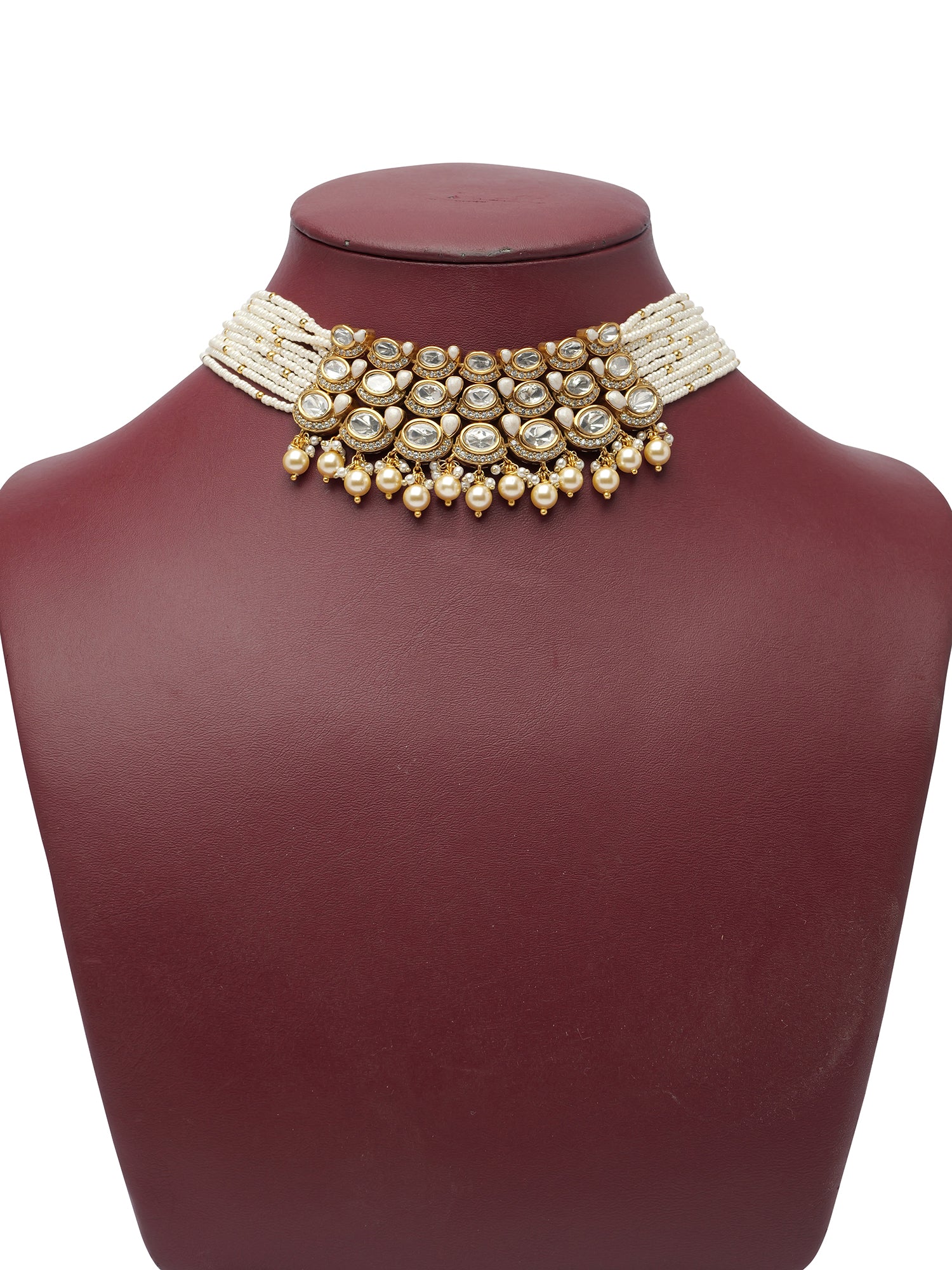 Noorani Kundan Choker Set in White and Pearl