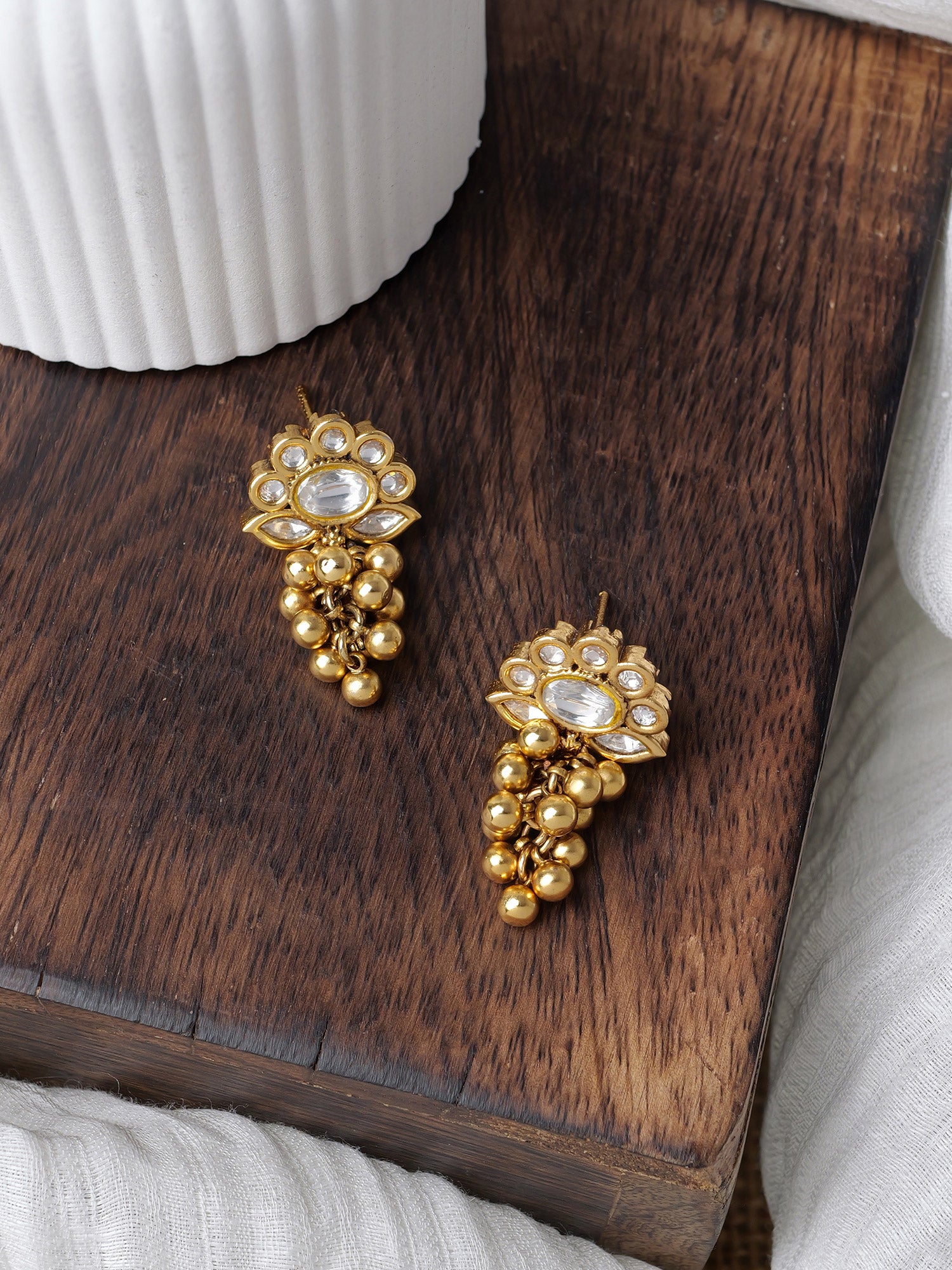 Noori Gold Bead Cluster Earrings