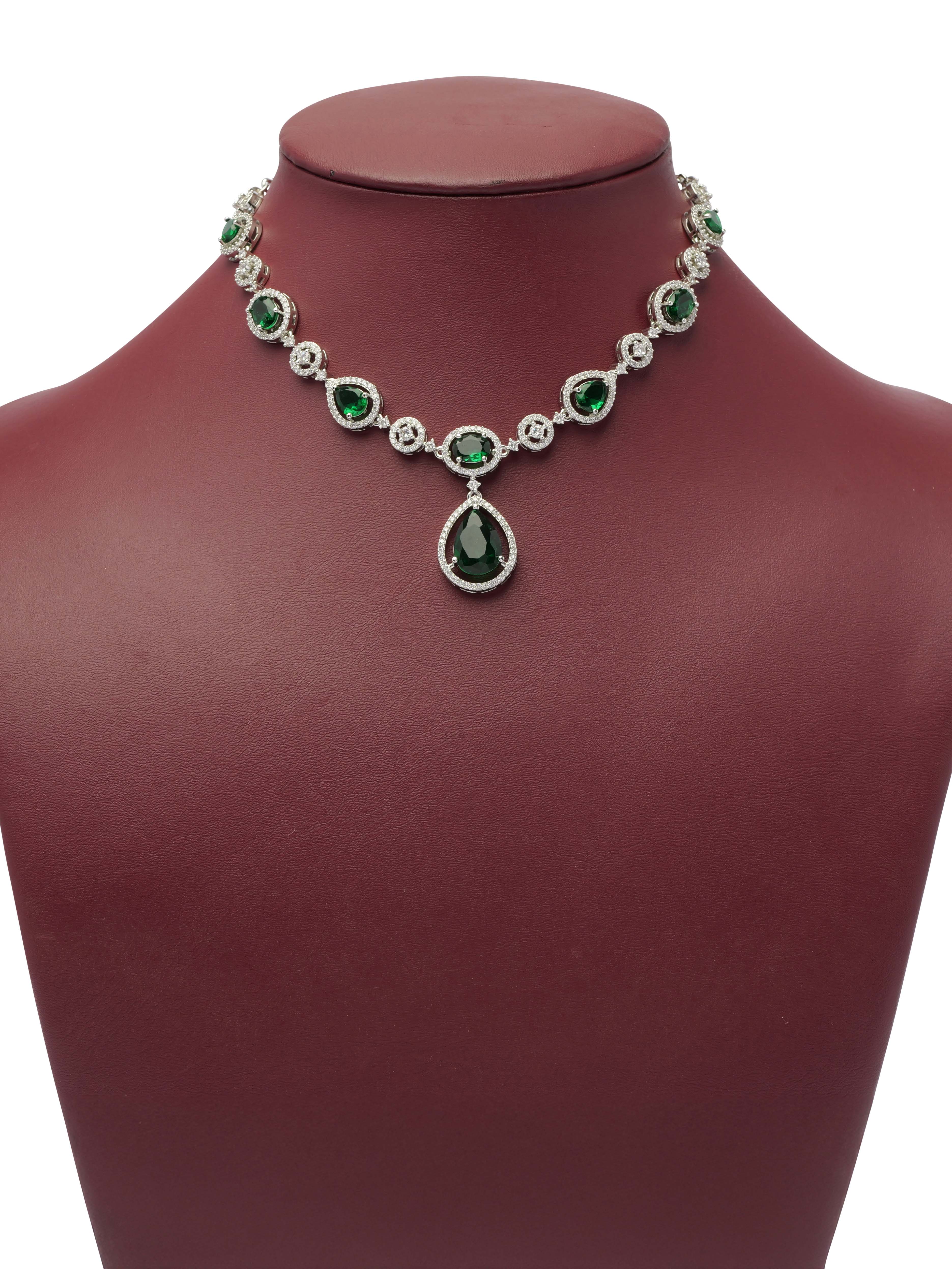 Norah Cubic Zirconia Green Necklace Set