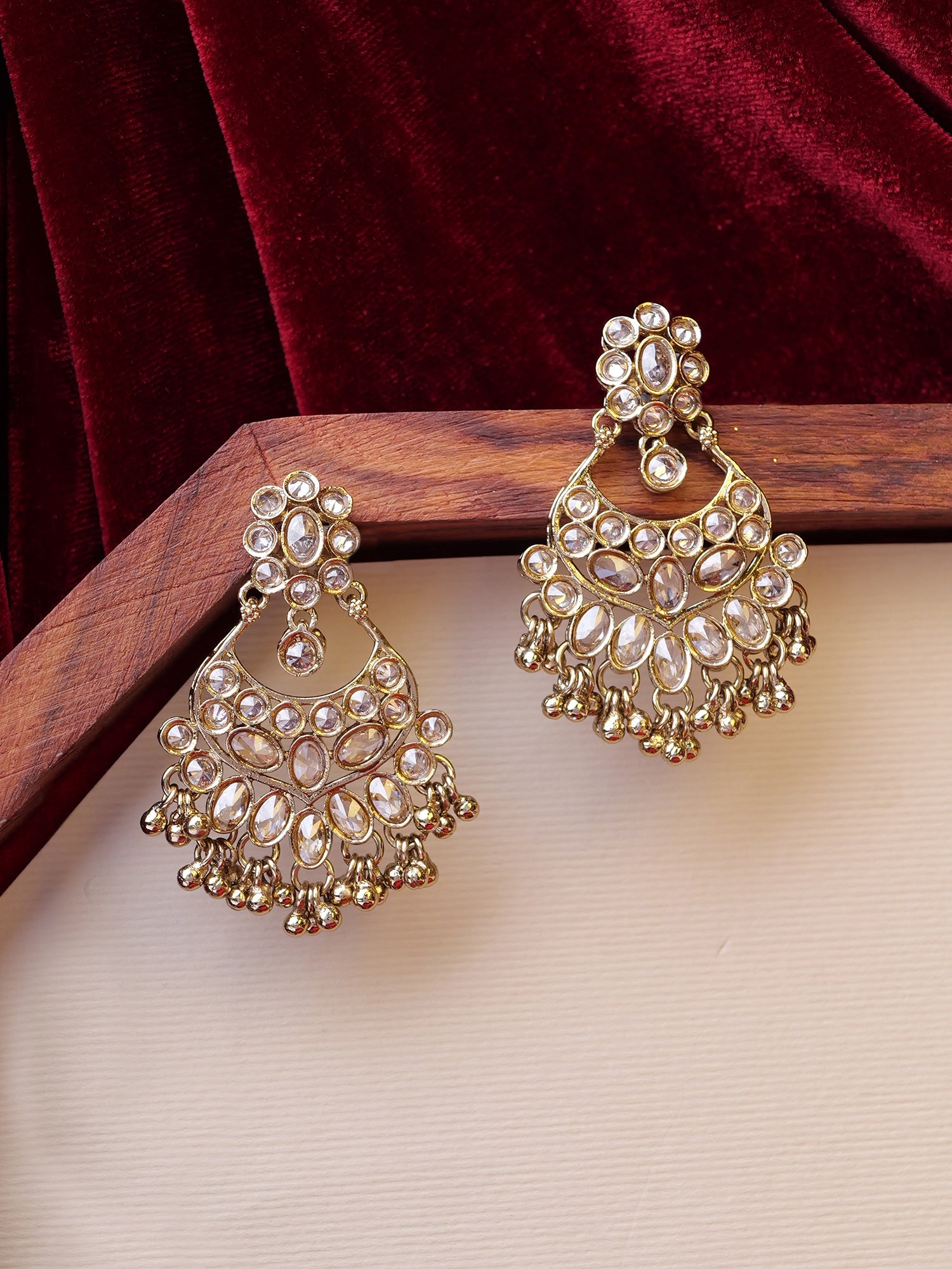 Noreen Chandbali Earrings in Antique Gold