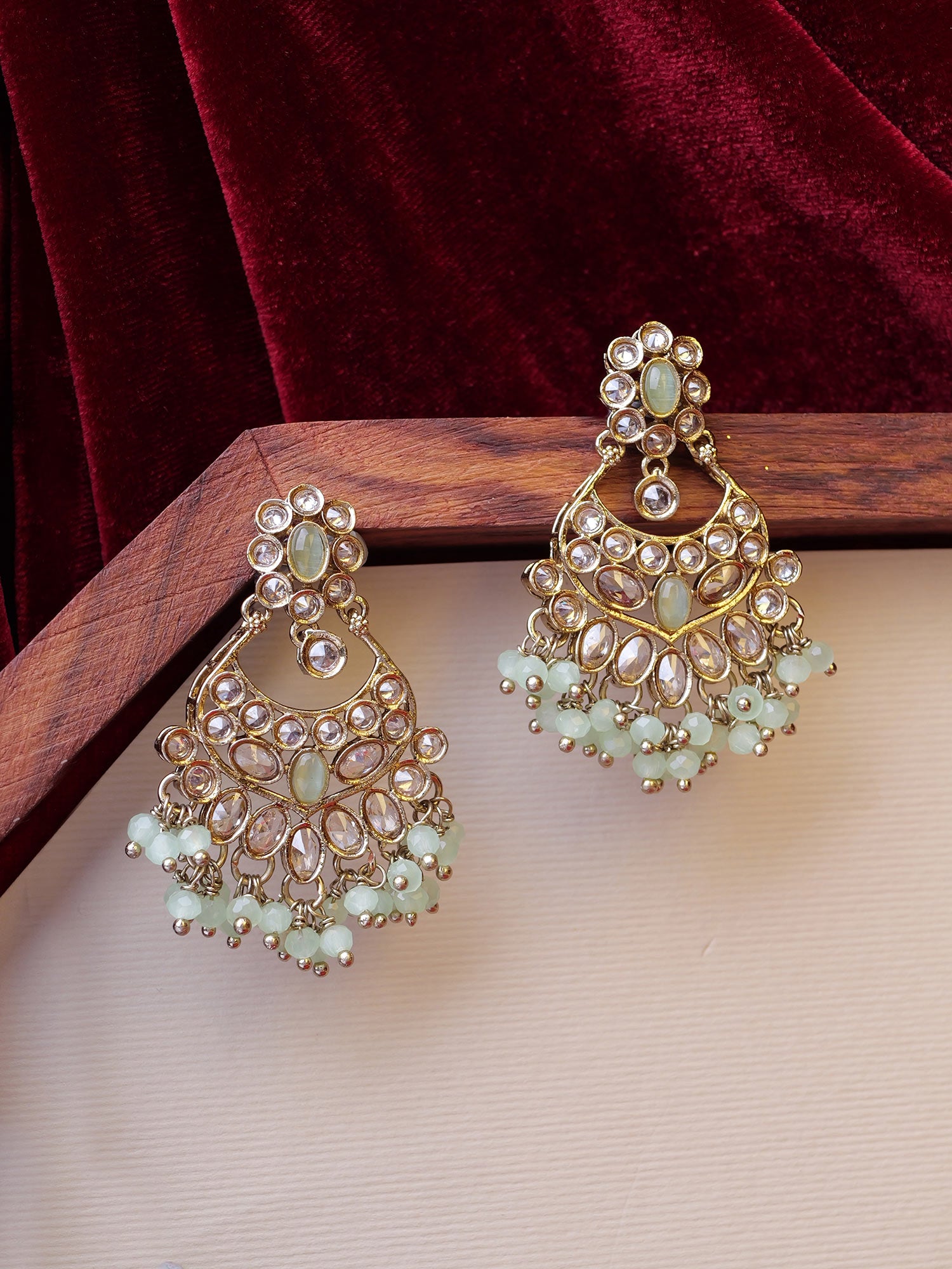 Noreen Chandbali Earrings in Mint