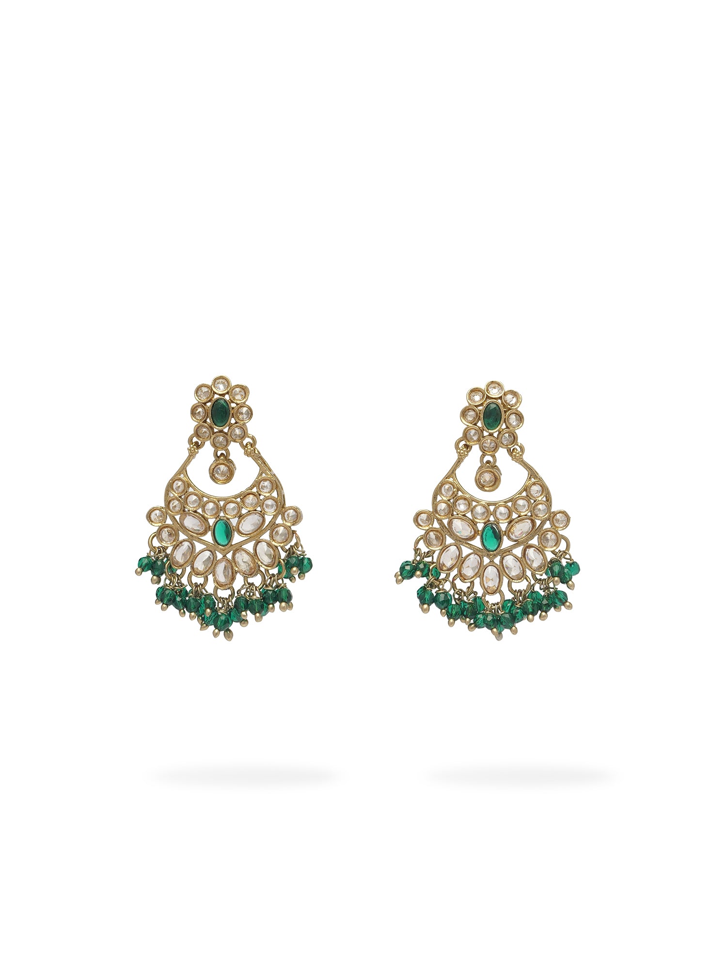 Noreen Chandbali Earrings in Green