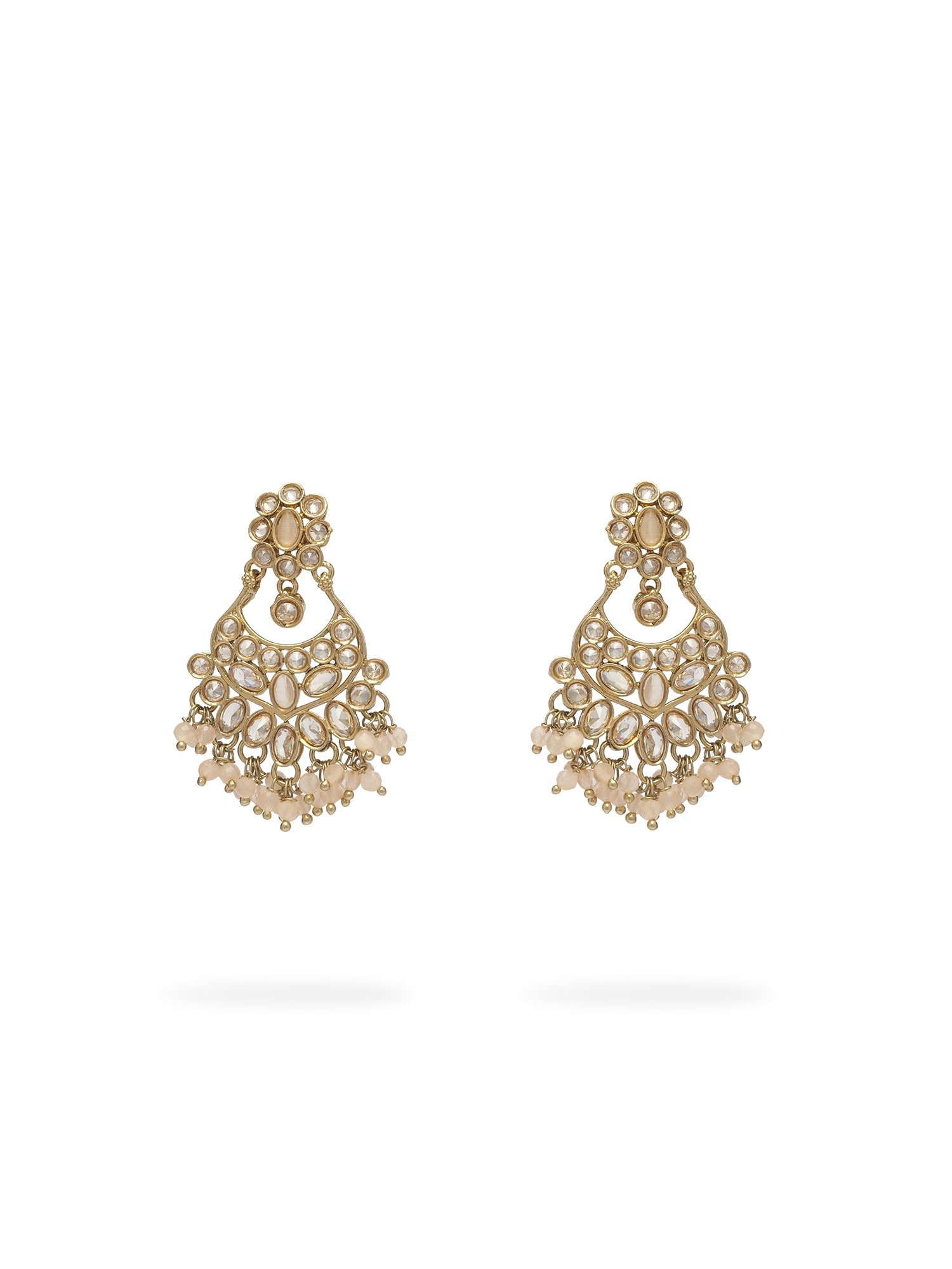 Noreen Chandbali Earrings in Peach
