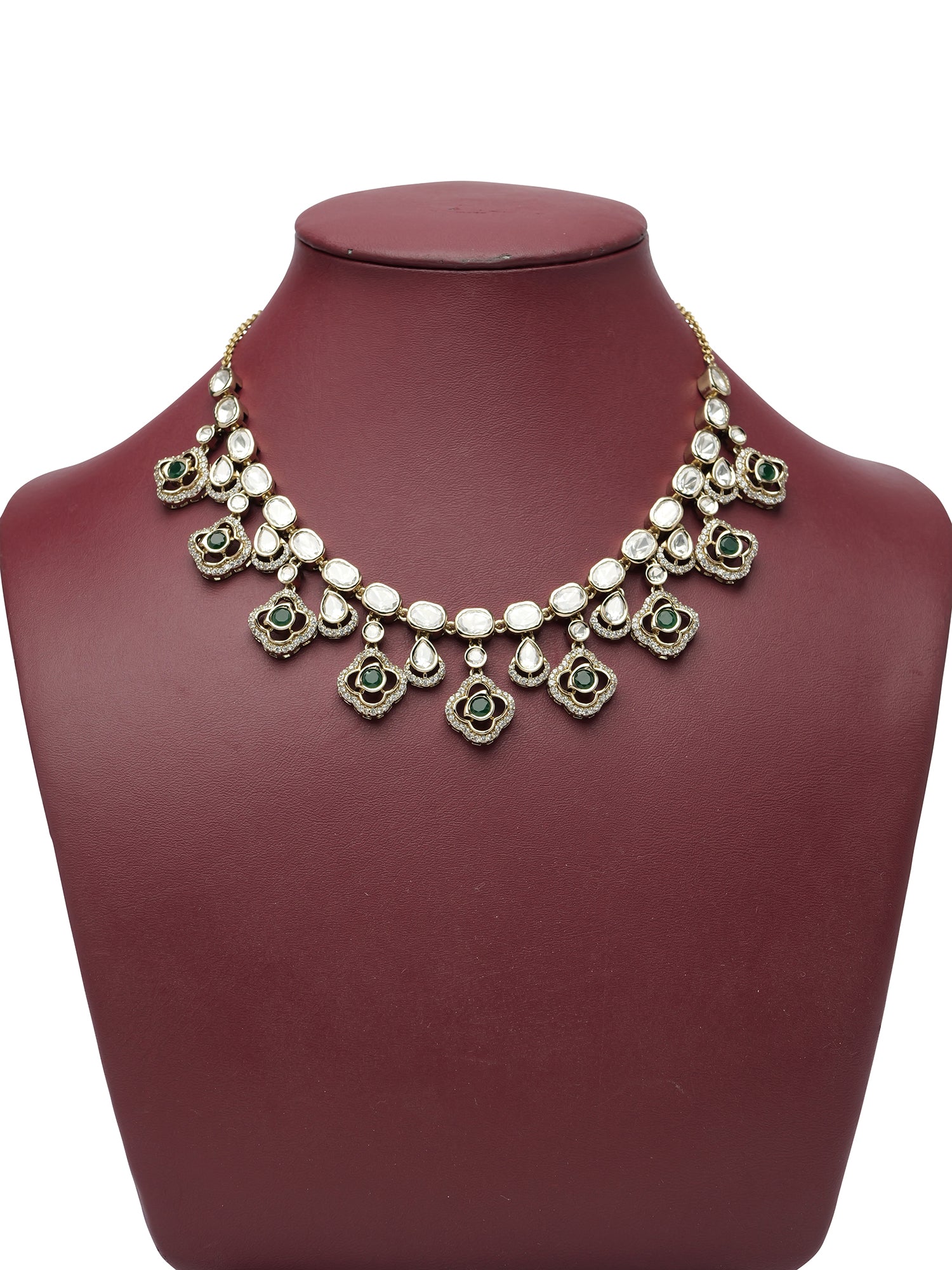 Nosheen Kundan Necklace Set in Green