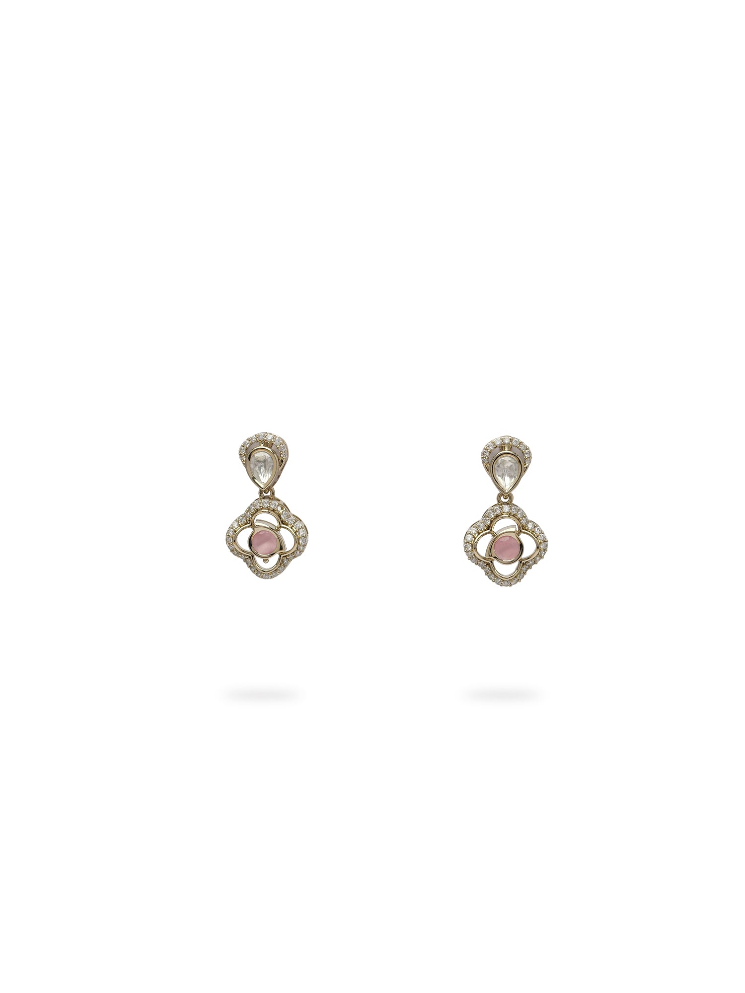 Nosheen Kundan Necklace Set in Mint and Pink