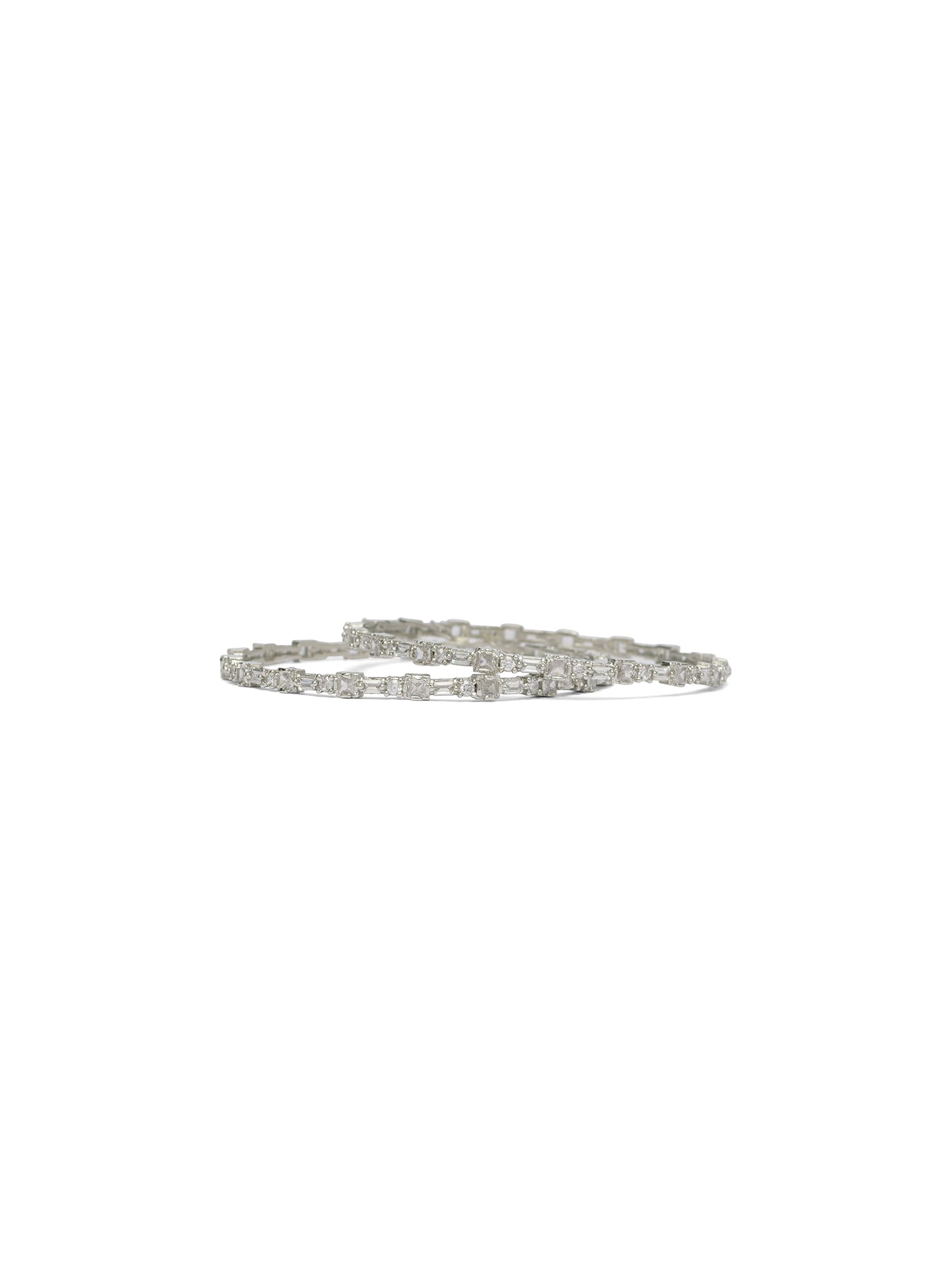 Noura Cubic Zirconia Bangles in Rhodium