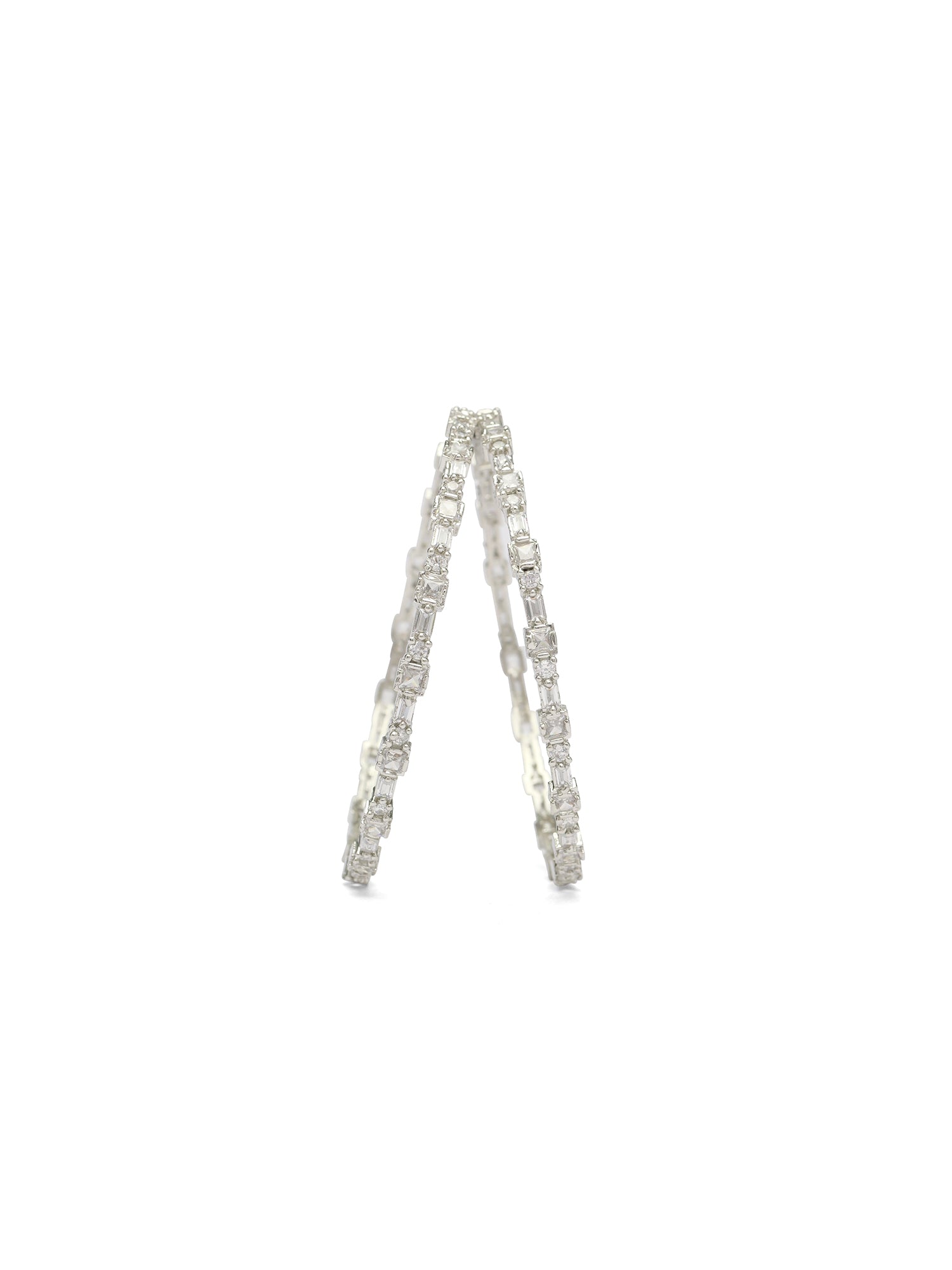 Noura Cubic Zirconia Bangles in Rhodium