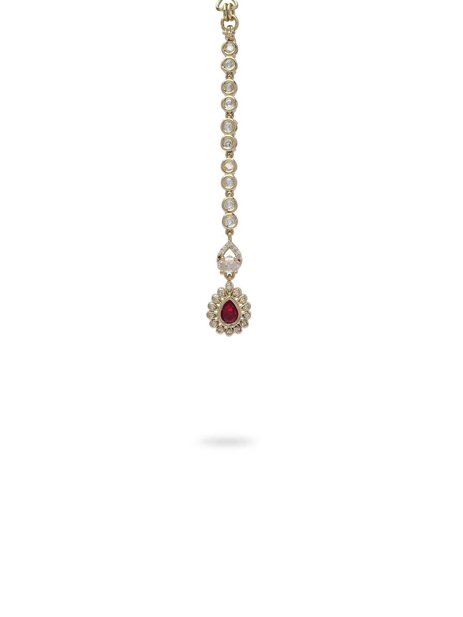 Noura Kundan Necklace Set in Maroon and Antique Gold