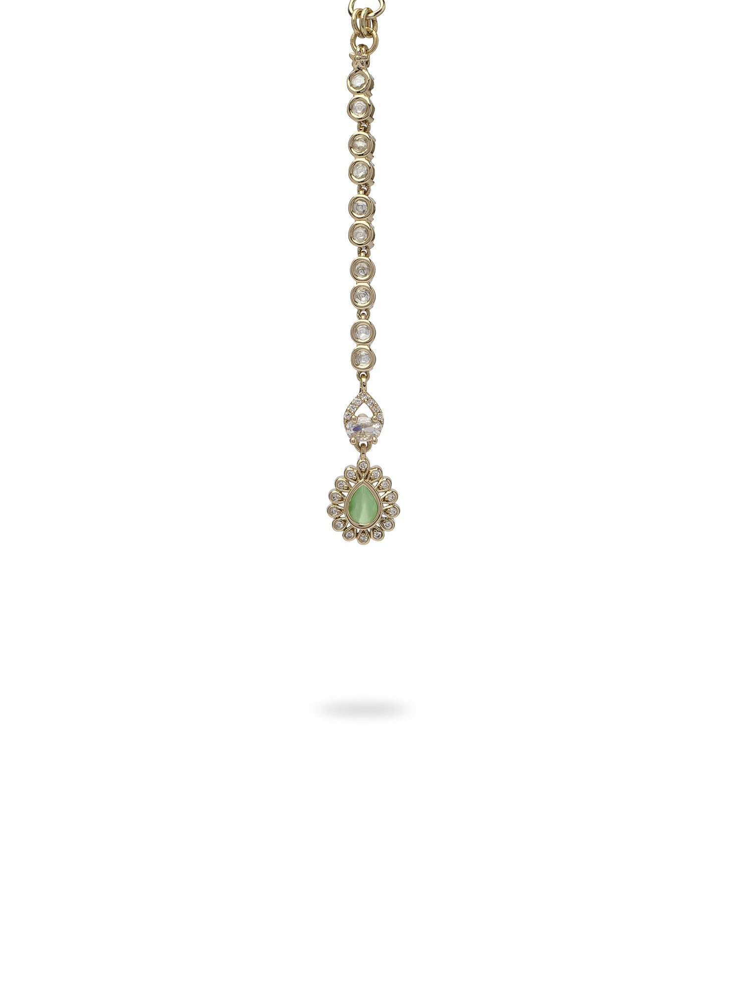 Noura Kundan Necklace Set in Mint and Antique Gold