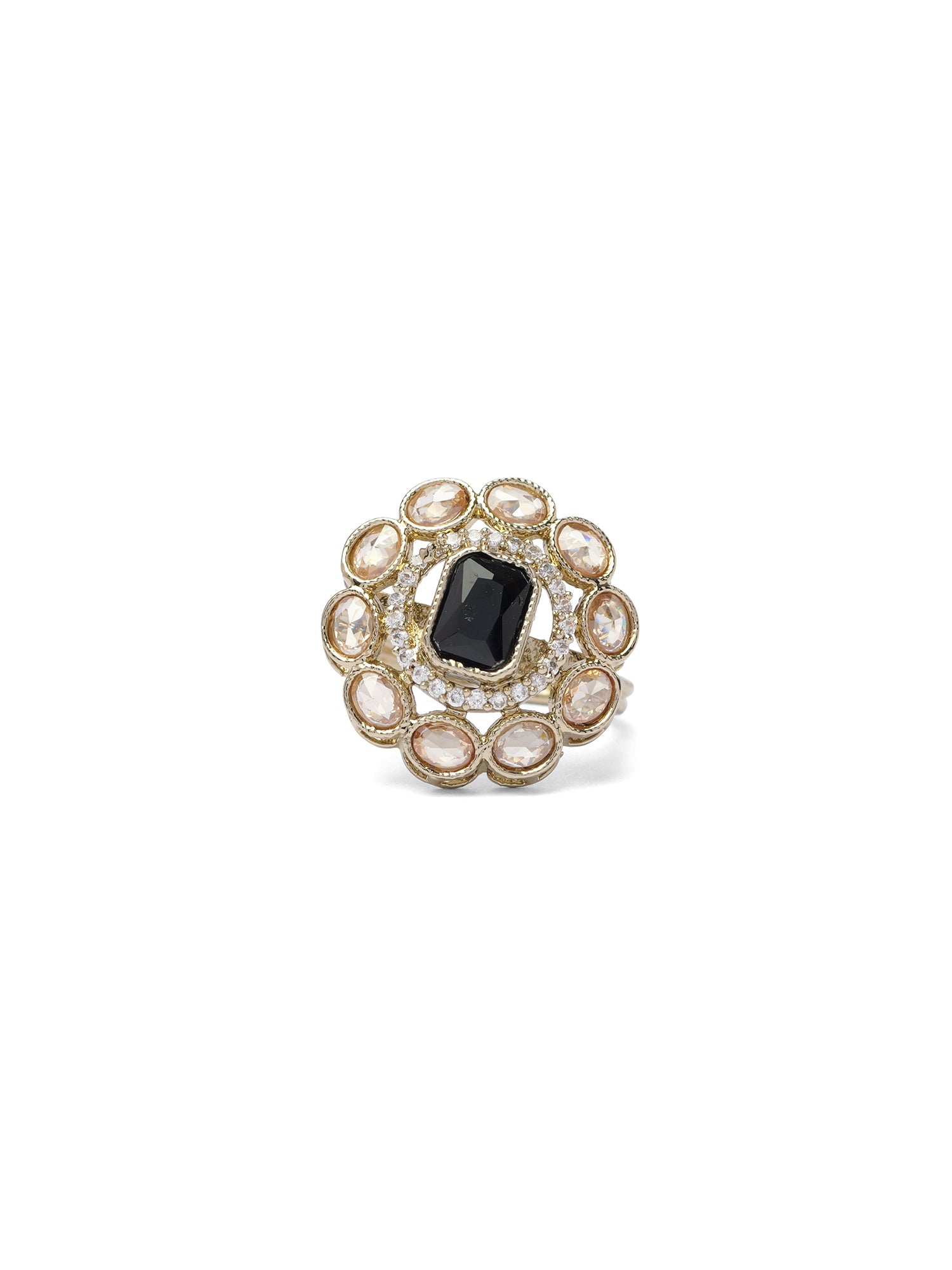 Nyla Ring in Black and Antique Gold