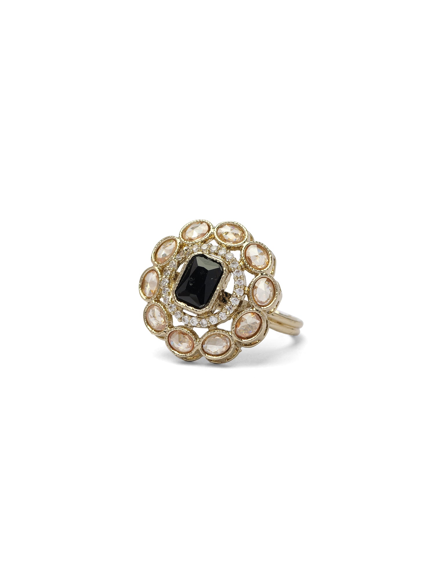 Nyla Ring in Black and Antique Gold