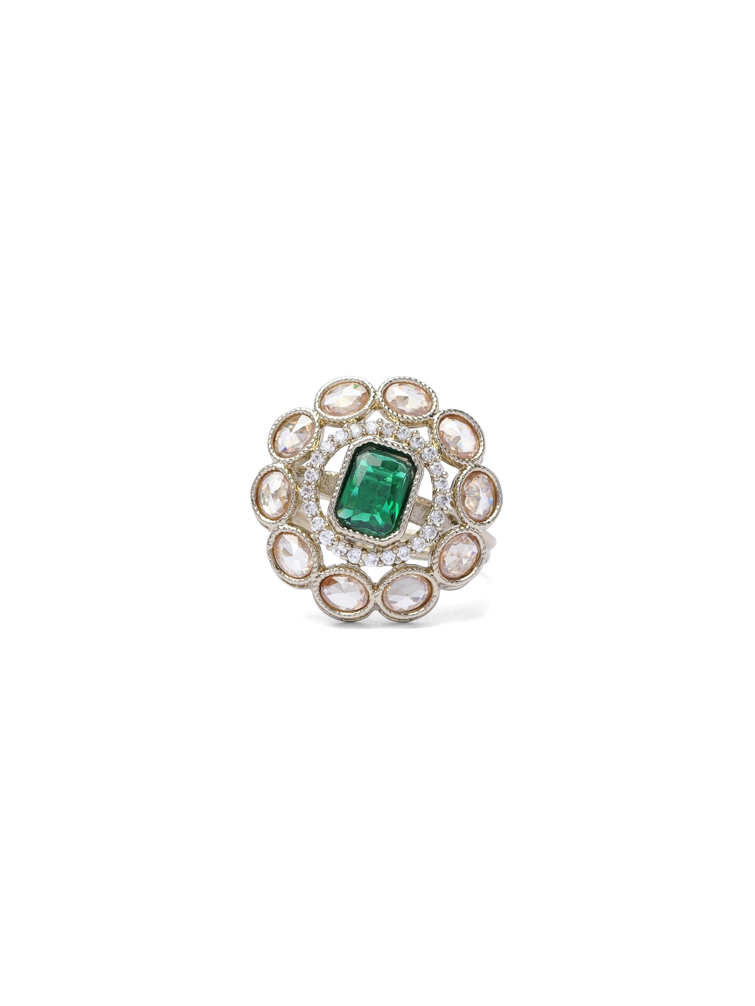 Nyla Ring in Green and Antique Gold 
