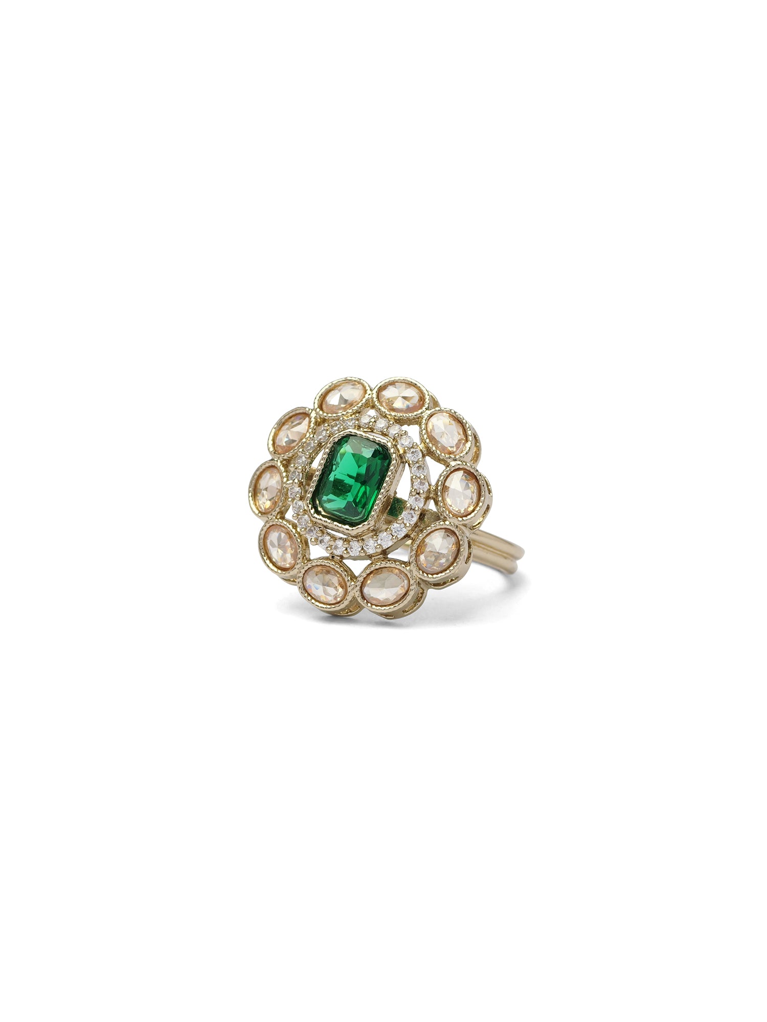 Nyla Ring in Green and Antique Gold 