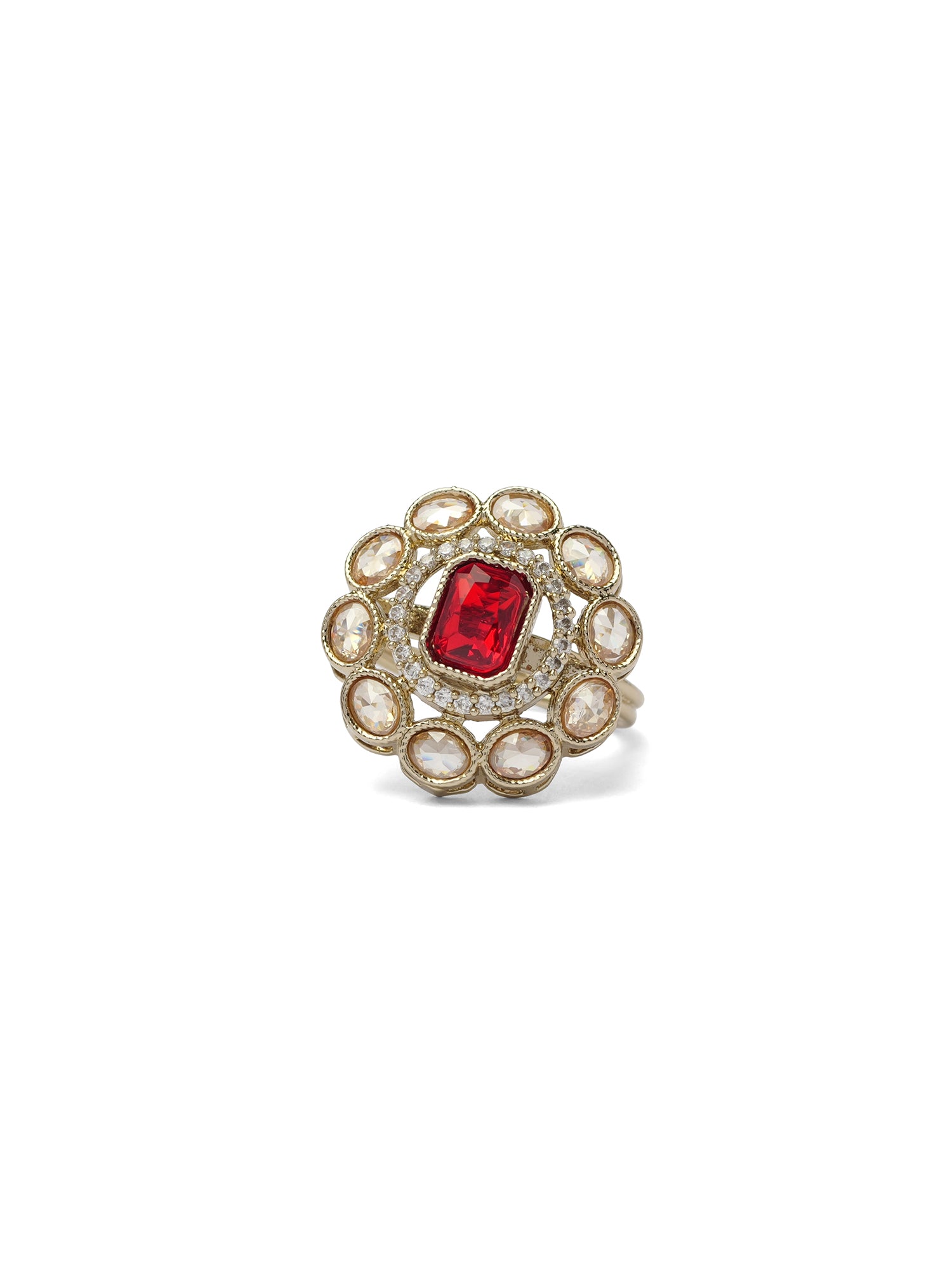 Nyla Ring in Maroon and Antique Gold