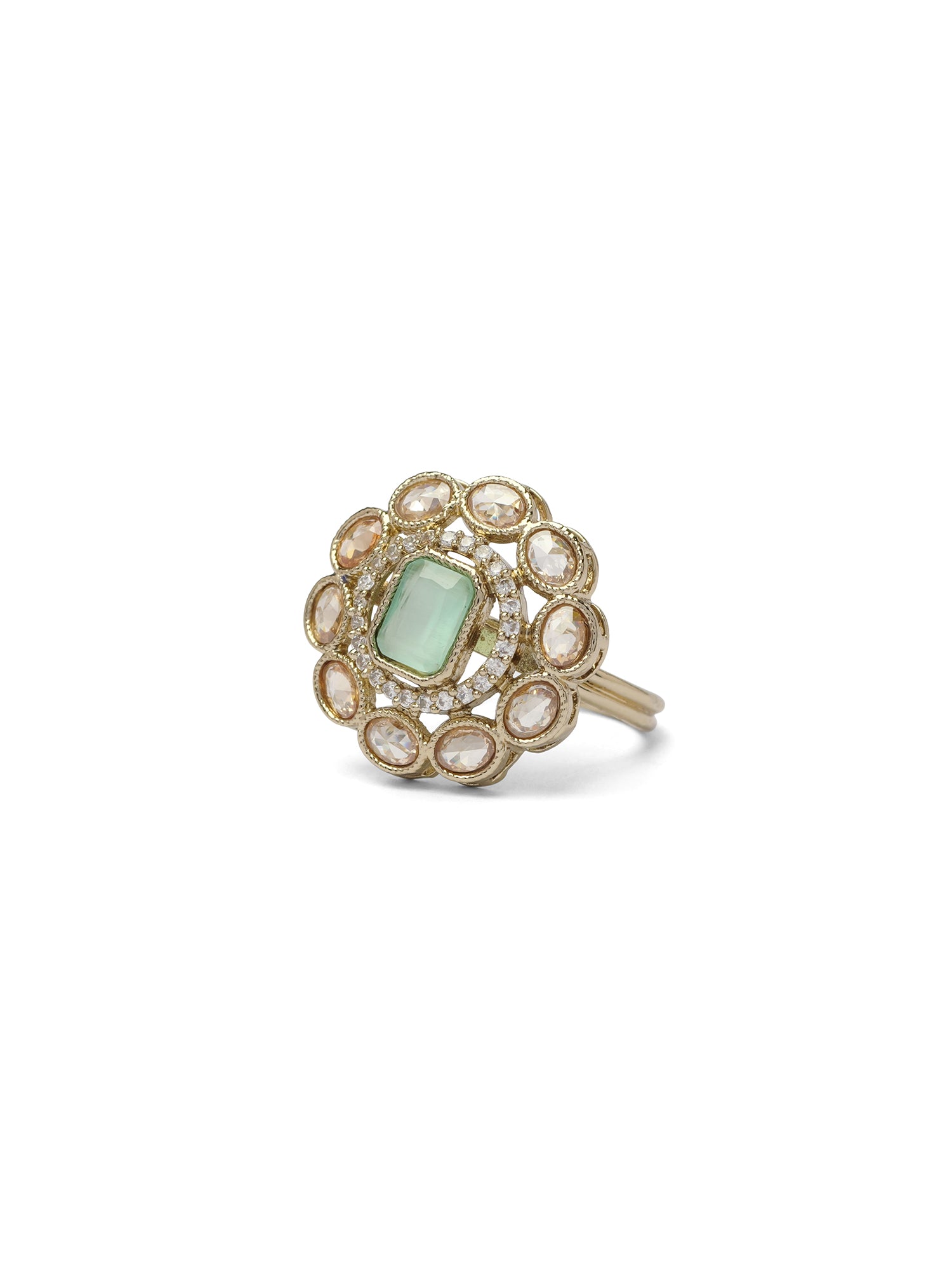 Nyla Ring in Mint and Antique Gold