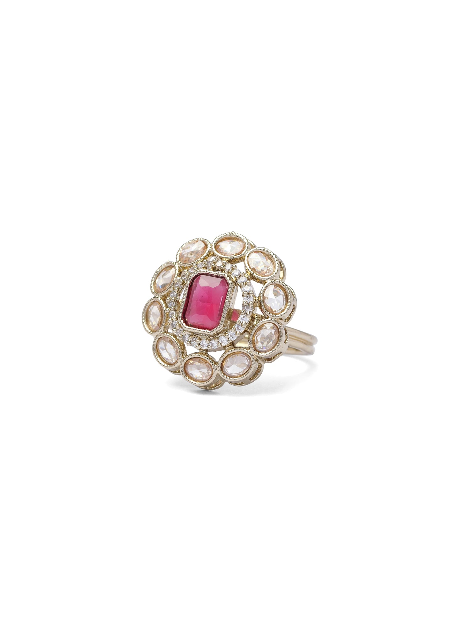 Nyla Ring in Ruby and Antique Gold