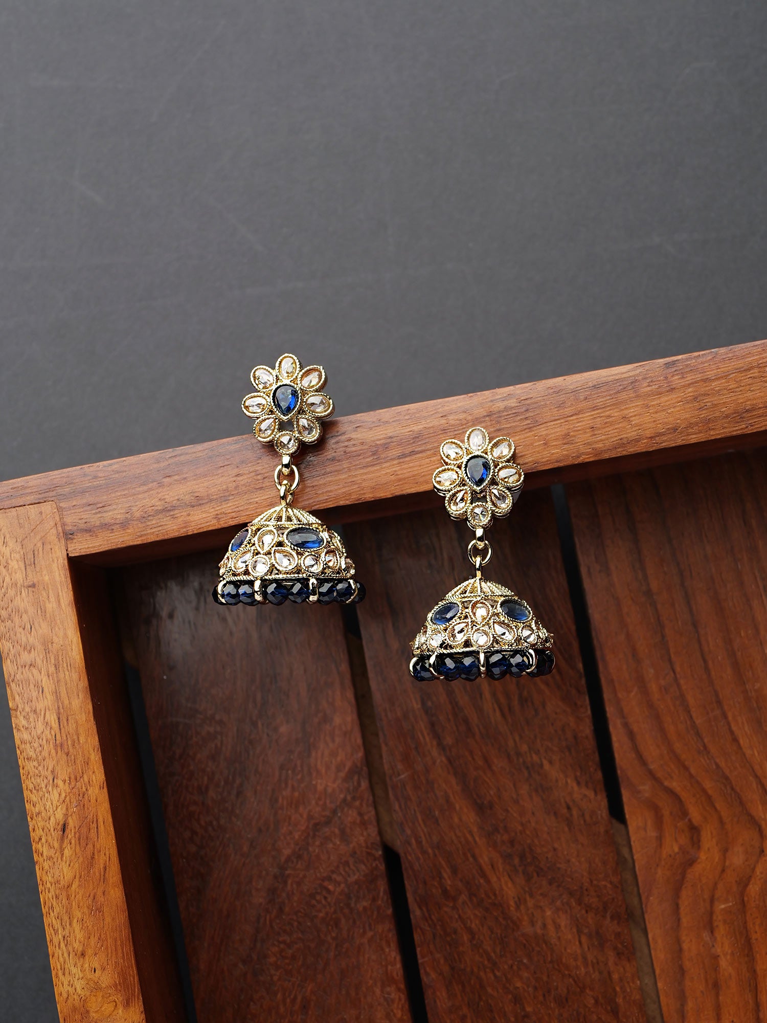 Nyra Jhumka Earrings in Blue