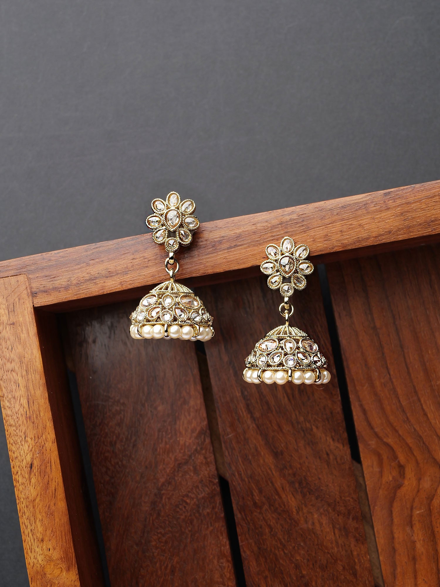 Nyra Jhumka Earrings in Champagne