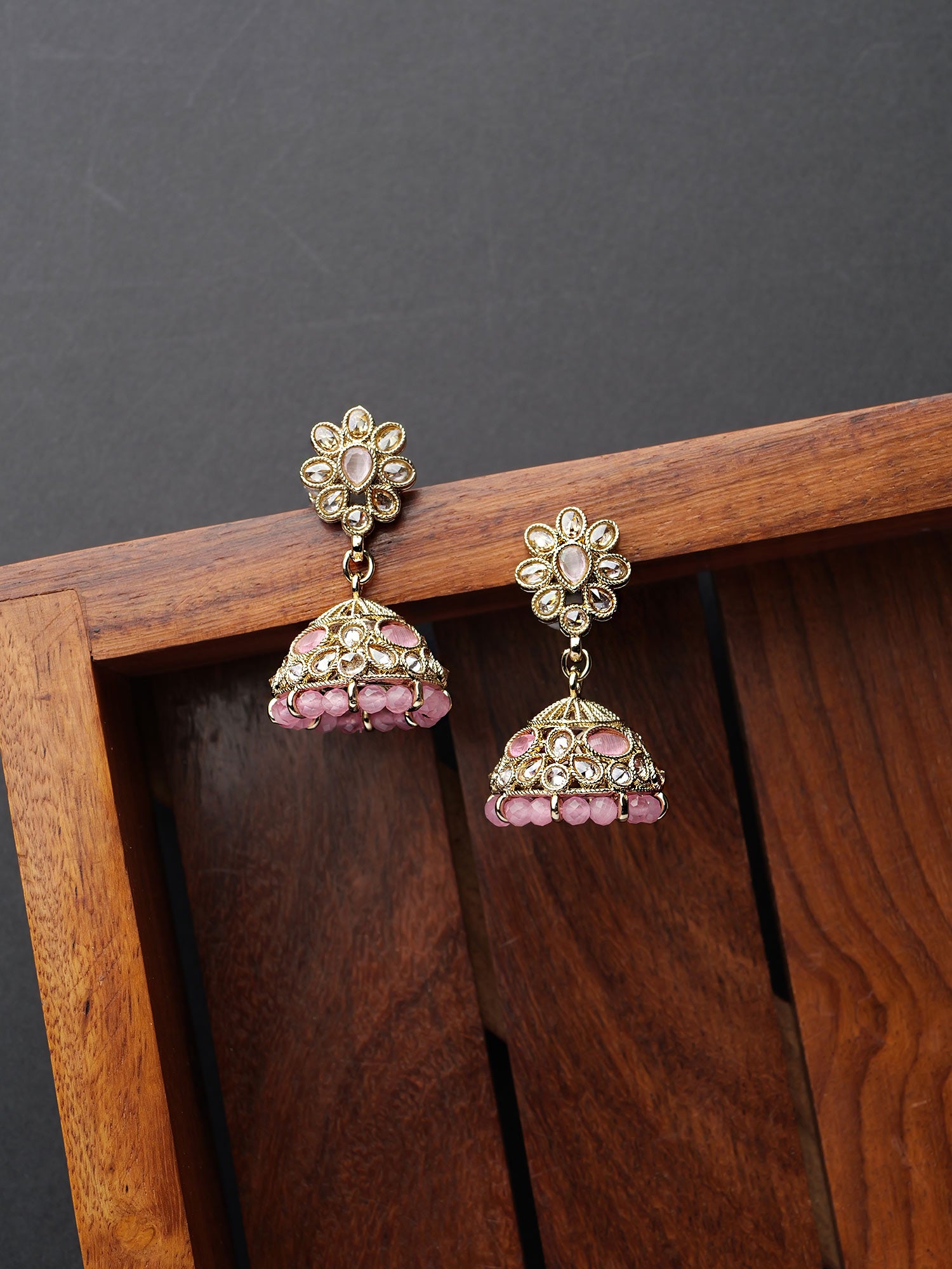 Nyra Jhumka Earrings in Pink